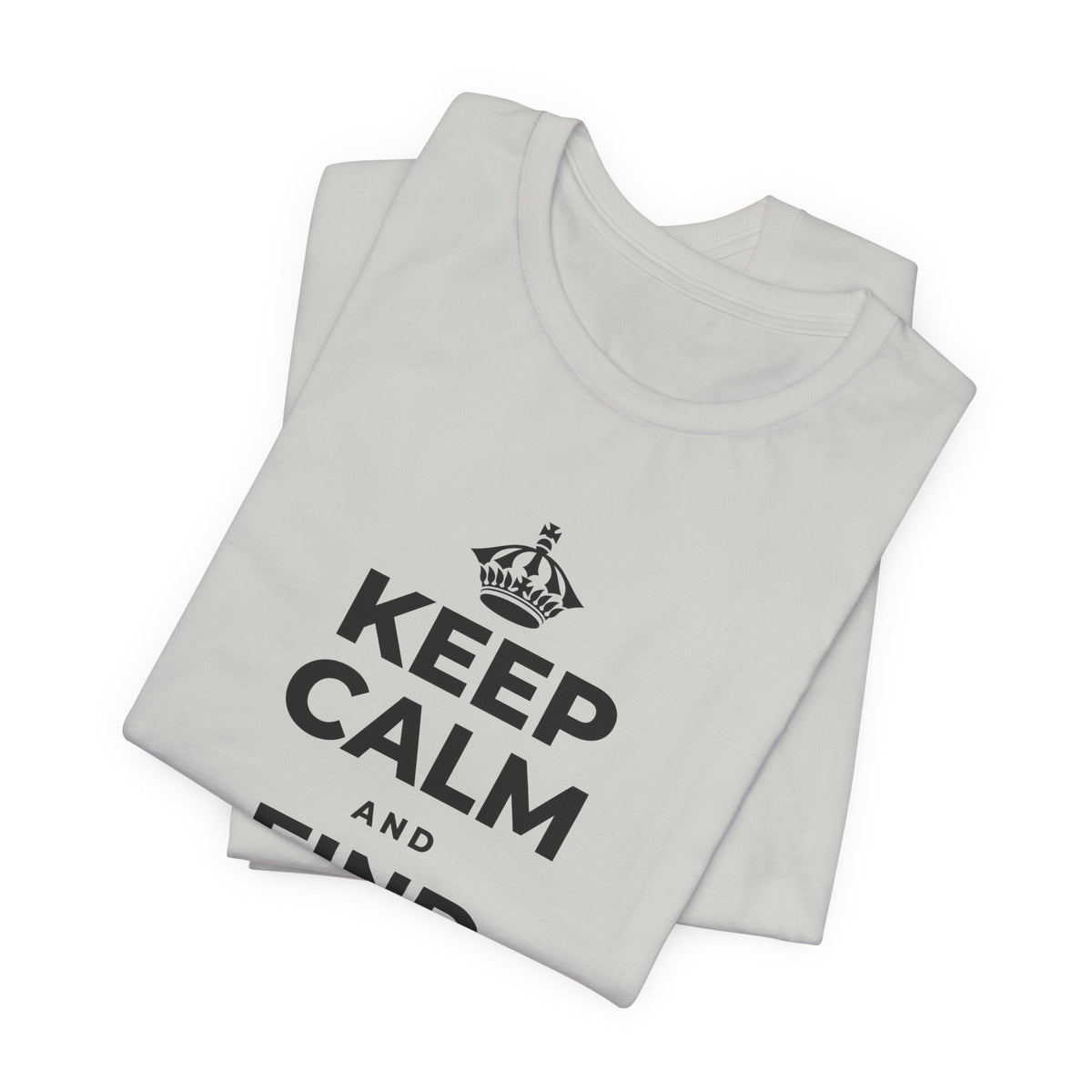 KEEP CALM AND FIND YOUR FIRE T-Shirt (Baby Blue–Silver)