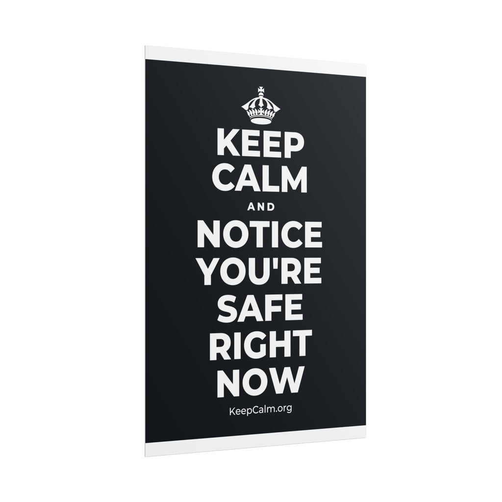KEEP CALM AND NOTICE YOU'RE SAFE RIGHT NOW Poster (Dark)