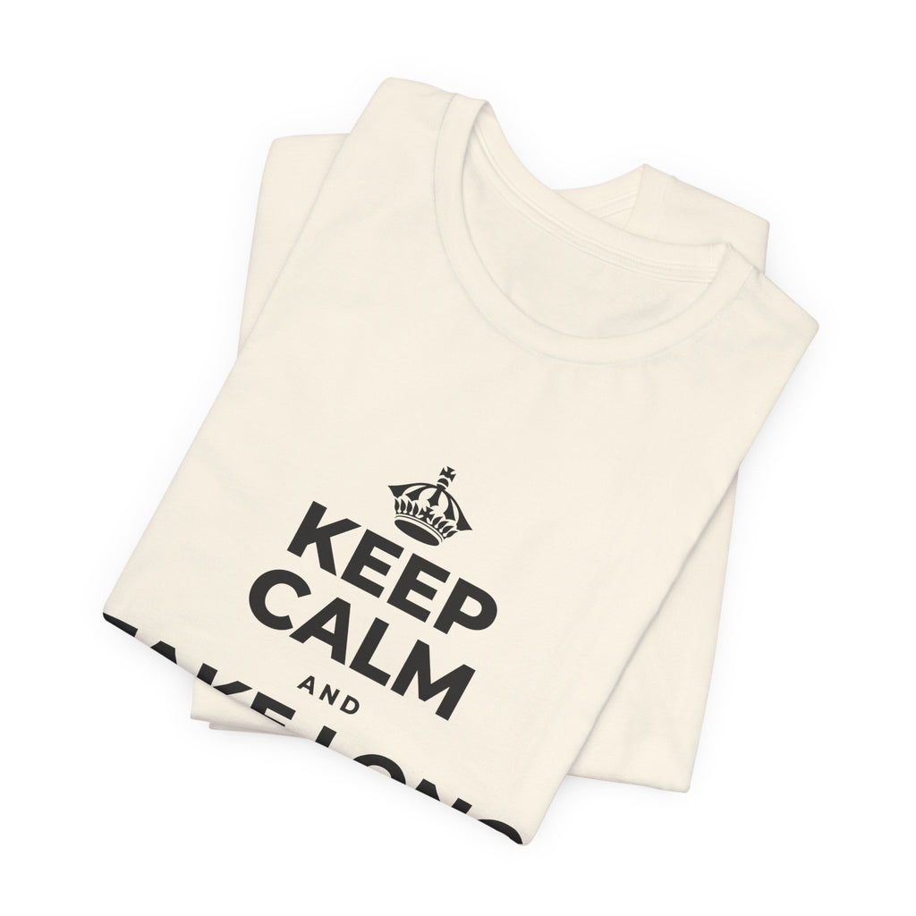 KEEP CALM AND TAKE LONG WALKS ON THE BEACH T-Shirt (White–Asphalt)