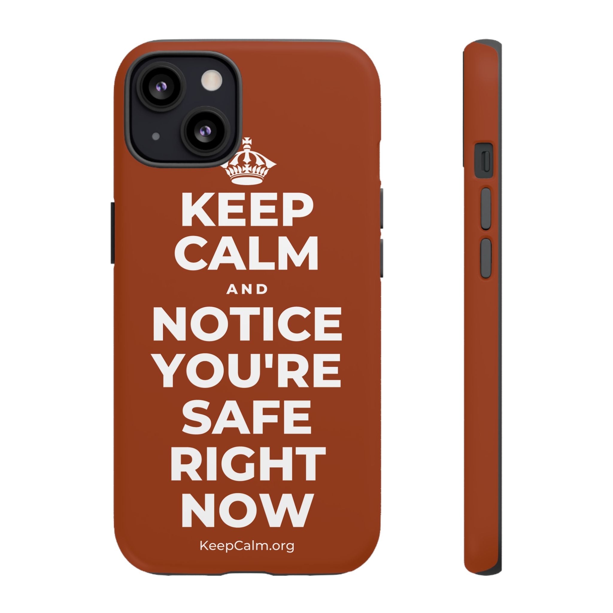 KEEP CALM AND NOTICE YOU'RE SAFE RIGHT NOW Phone Case