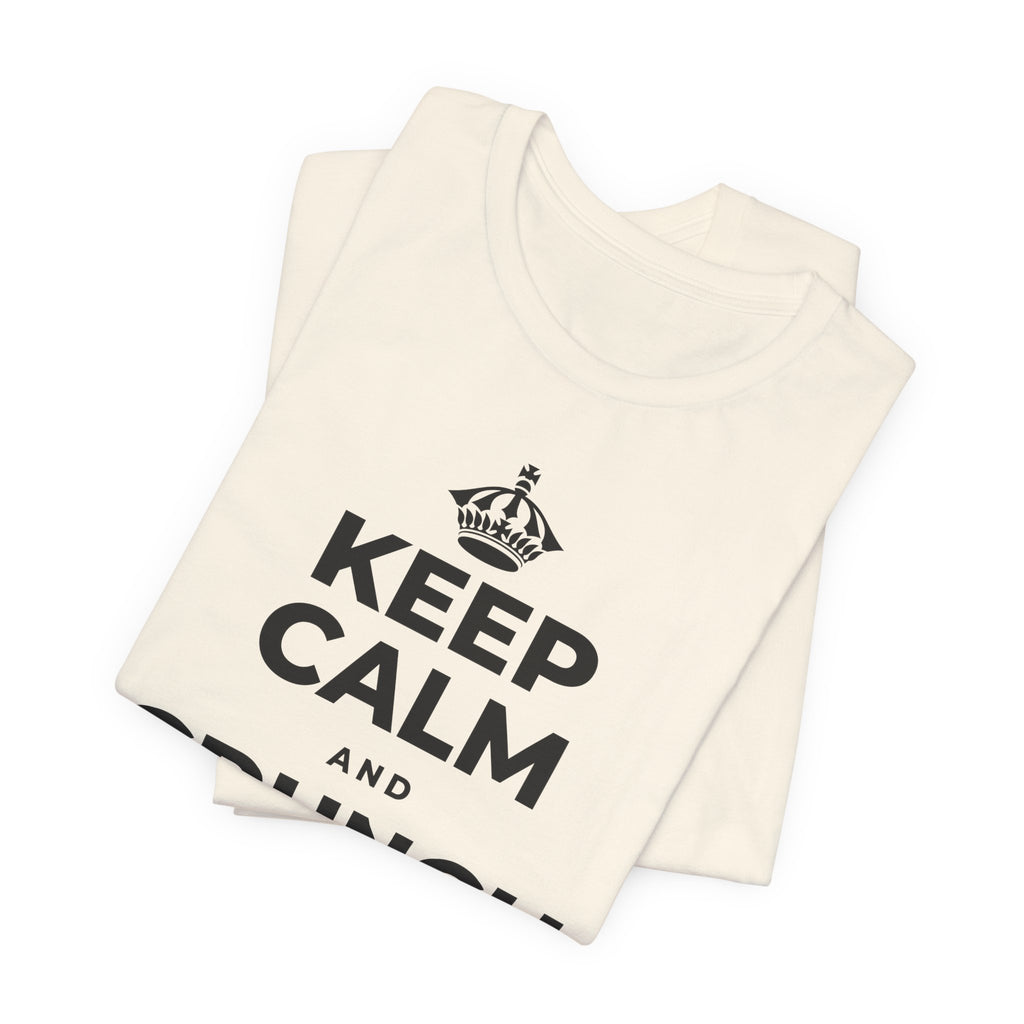KEEP CALM AND CRUNCH THE LEAVES T-Shirt (White–Asphalt)