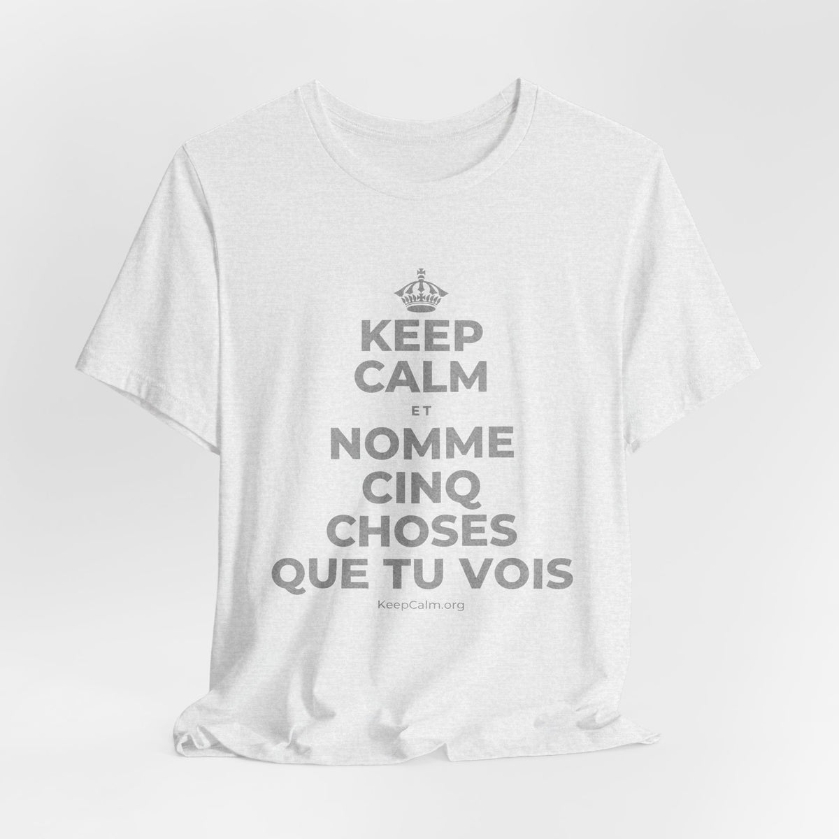 KEEP CALM ET NOMME CINQ CHOSES QUE TU VOIS T-Shirt (Soft Cream–Heather Mauve)