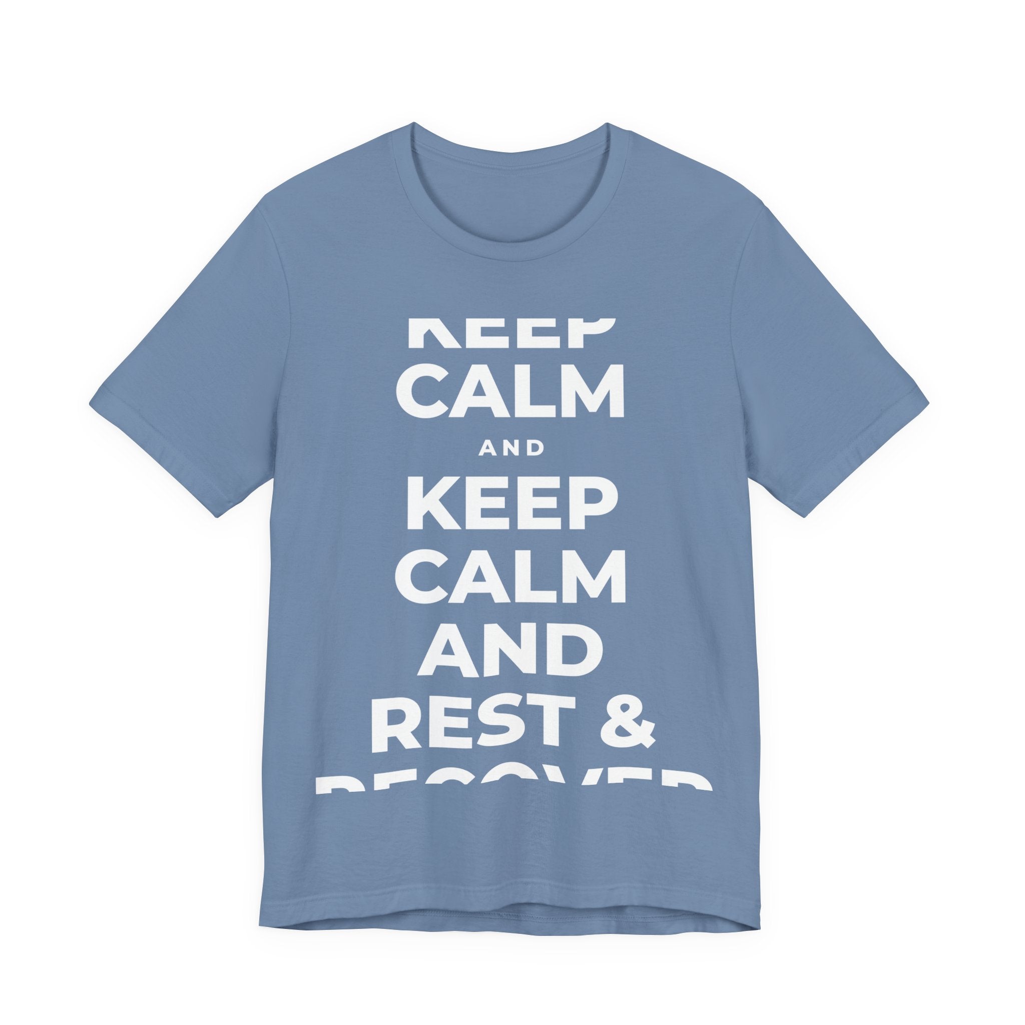KEEP CALM AND REST & RECOVER T-Shirt (Soft Cream–Heather Mauve)