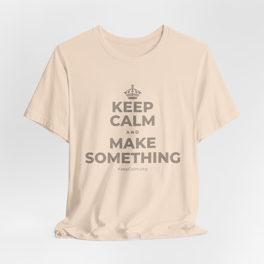 KEEP CALM AND MAKE SOMETHING T-Shirt (Soft Cream–Heather Mauve)