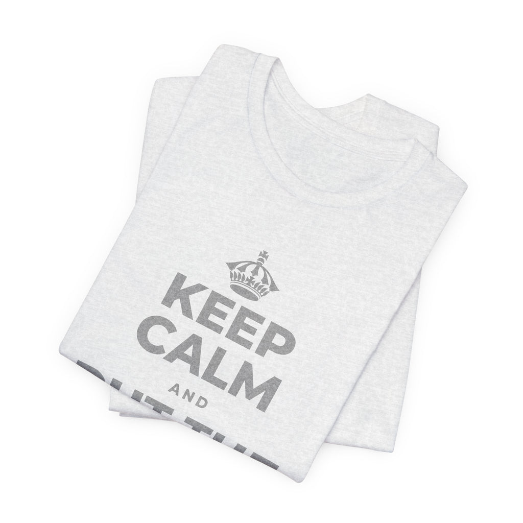 KEEP CALM AND PUT THE PHONE DOWN T-Shirt (Soft Cream–Heather Mauve)