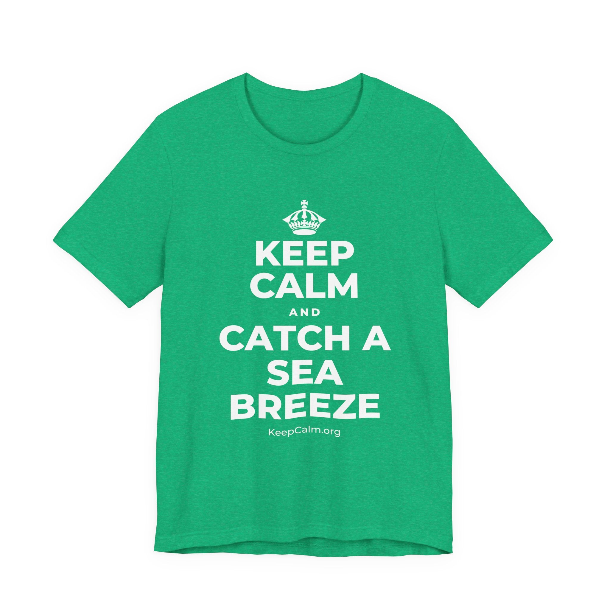 KEEP CALM AND CATCH A SEA BREEZE T-Shirt (Baby Blue–Silver)