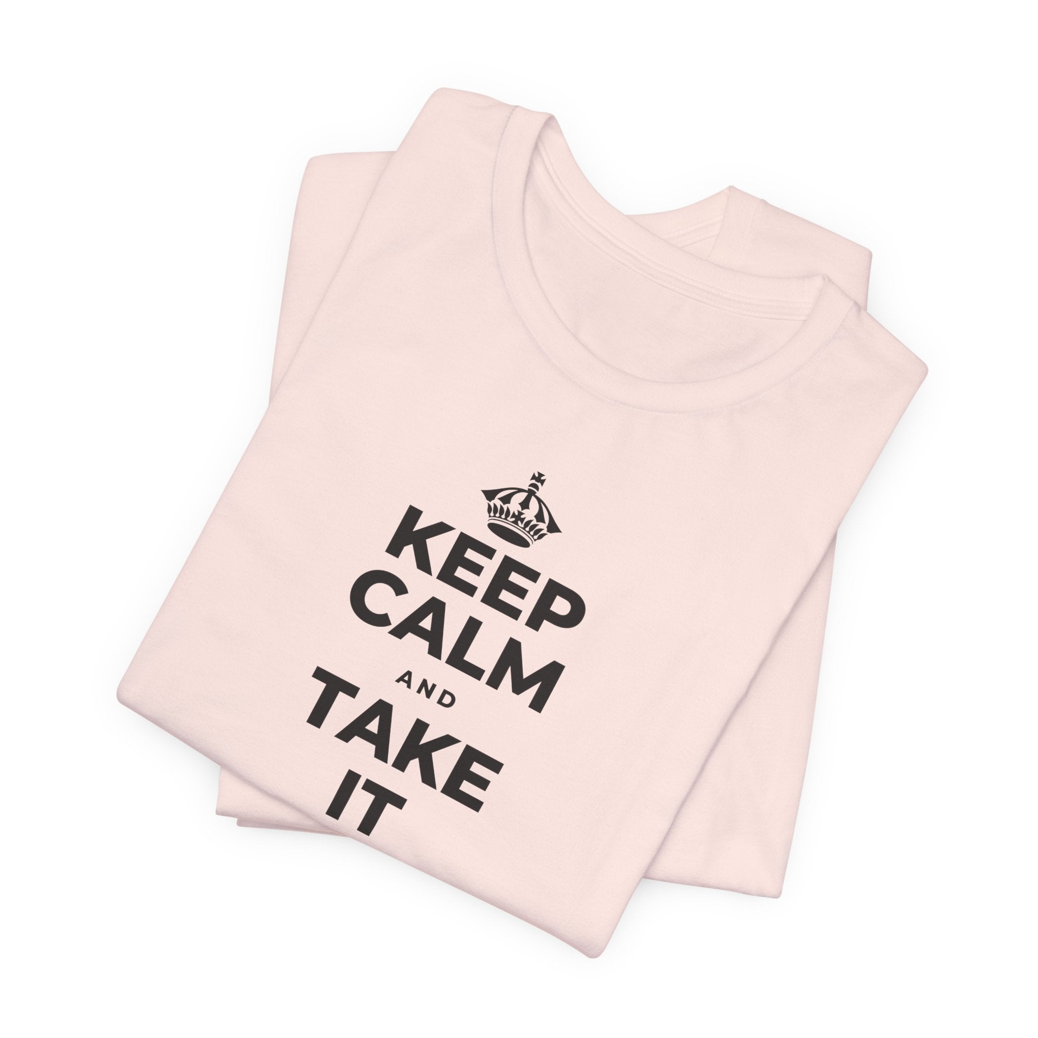 KEEP CALM AND TAKE IT ONE DAY AT A TIME T-Shirt (Soft Cream–Heather Mauve)