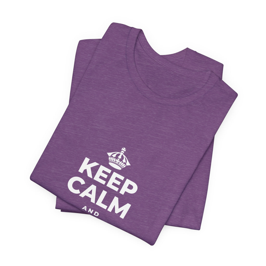 KEEP CALM AND CHASE GREATNESS T-Shirt (Baby Blue–Silver)