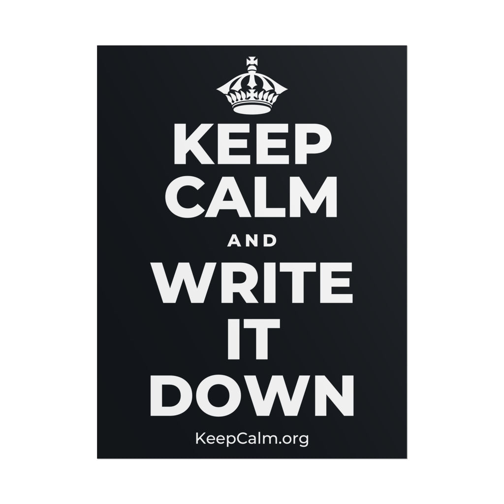 KEEP CALM AND WRITE IT DOWN Poster (Dark)