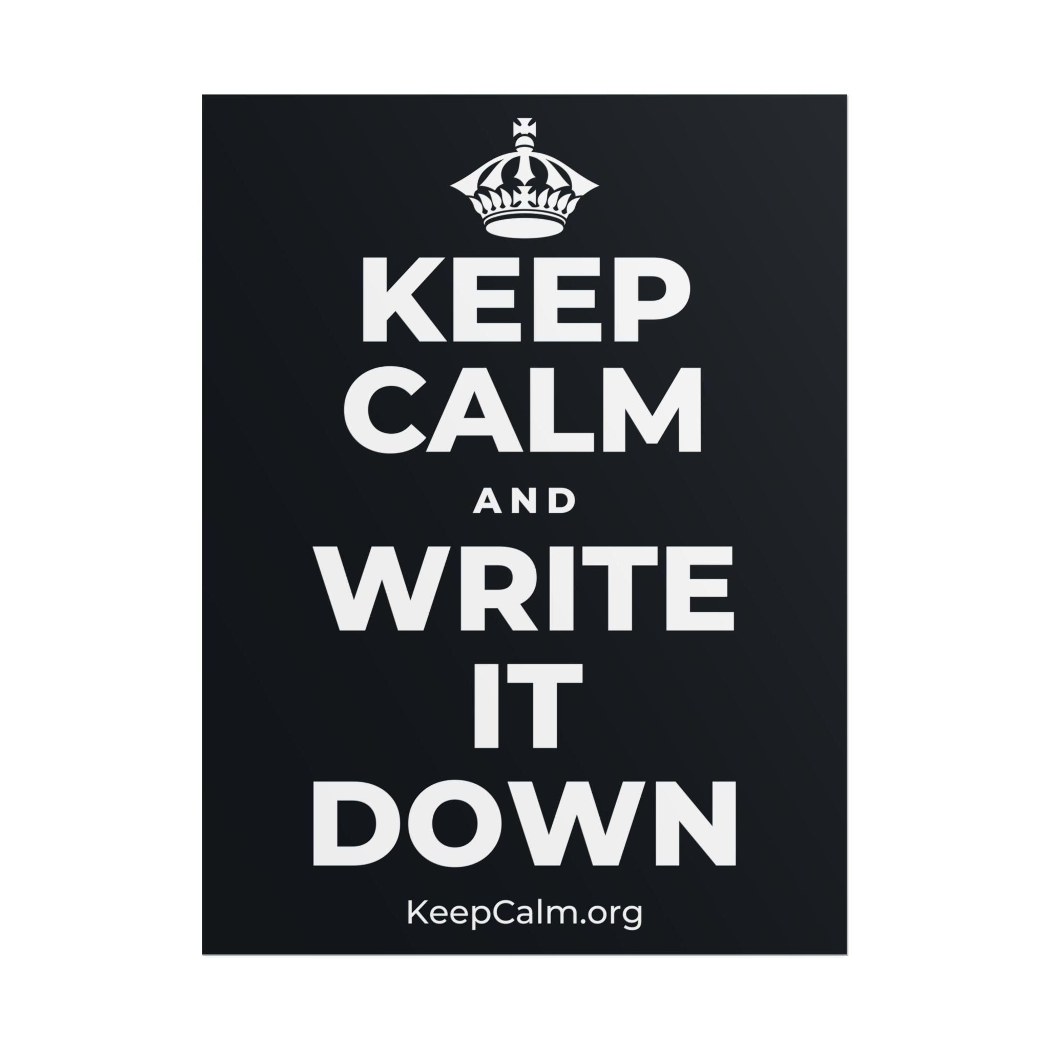 KEEP CALM AND WRITE IT DOWN Poster (Dark)