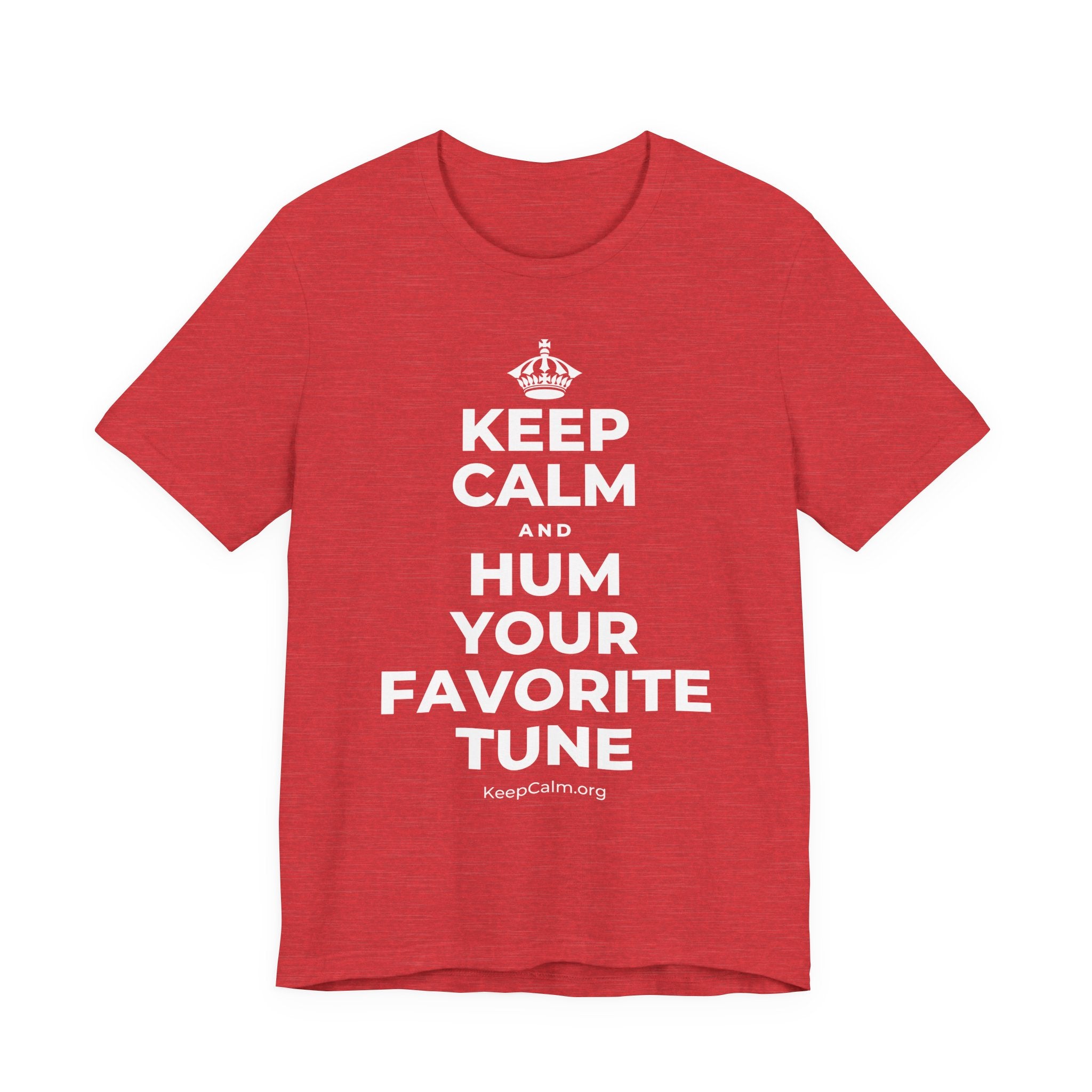 KEEP CALM AND HUM YOUR FAVORITE TUNE T-Shirt (Baby Blue–Silver)