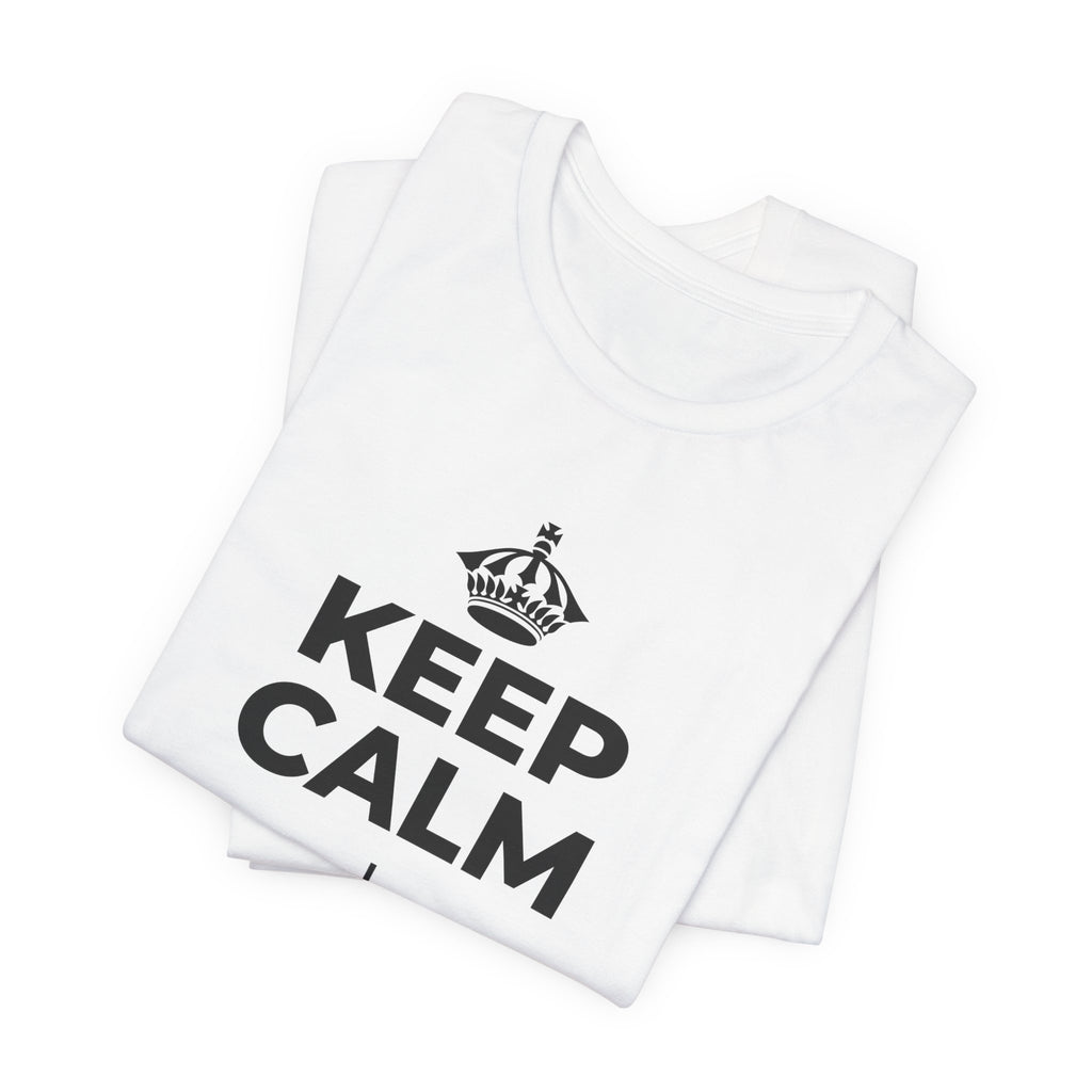 KEEP CALM І ГРАЙСЯ БІЛЬШЕ T-Shirt (White–Asphalt)