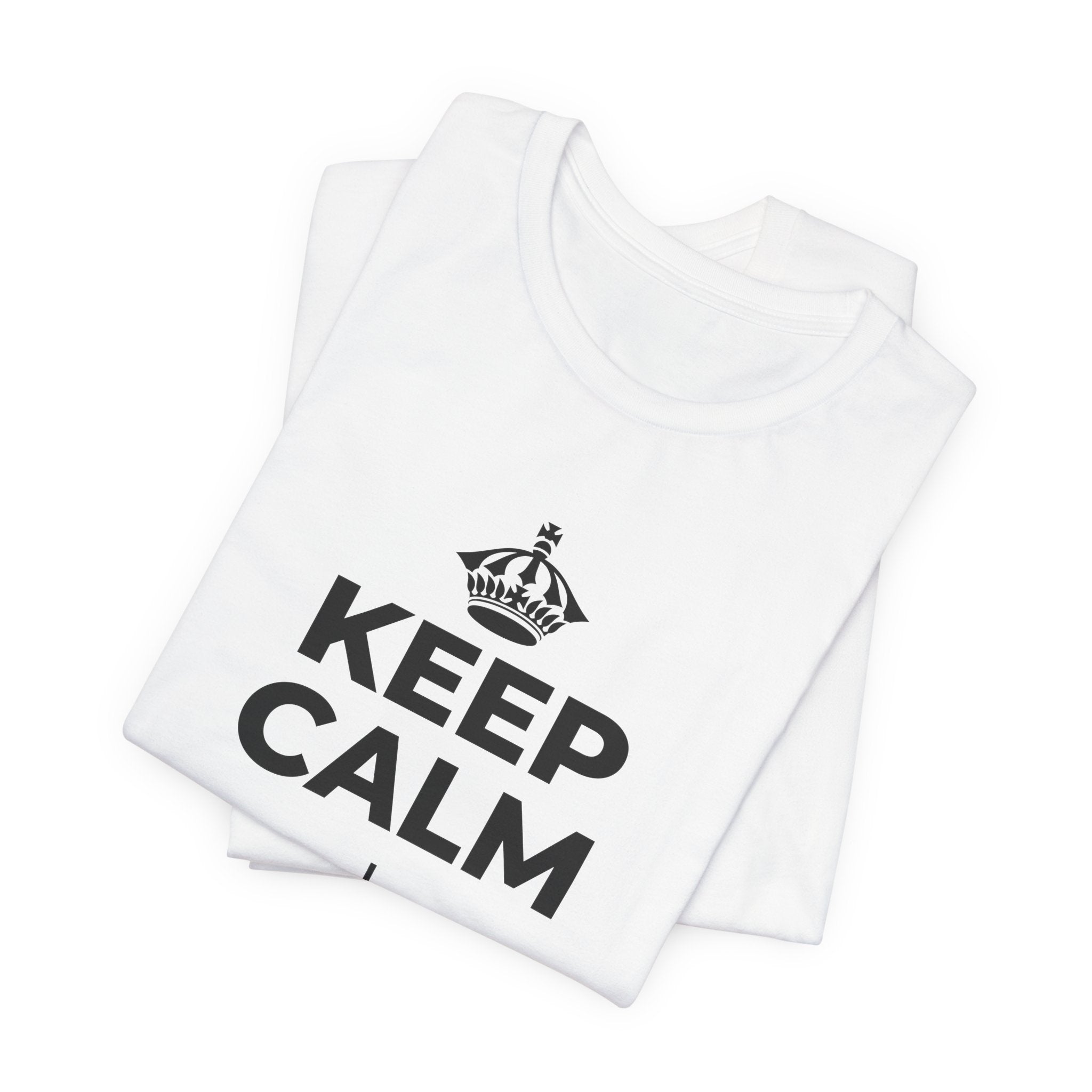 KEEP CALM І ГРАЙСЯ БІЛЬШЕ T-Shirt (White–Asphalt)