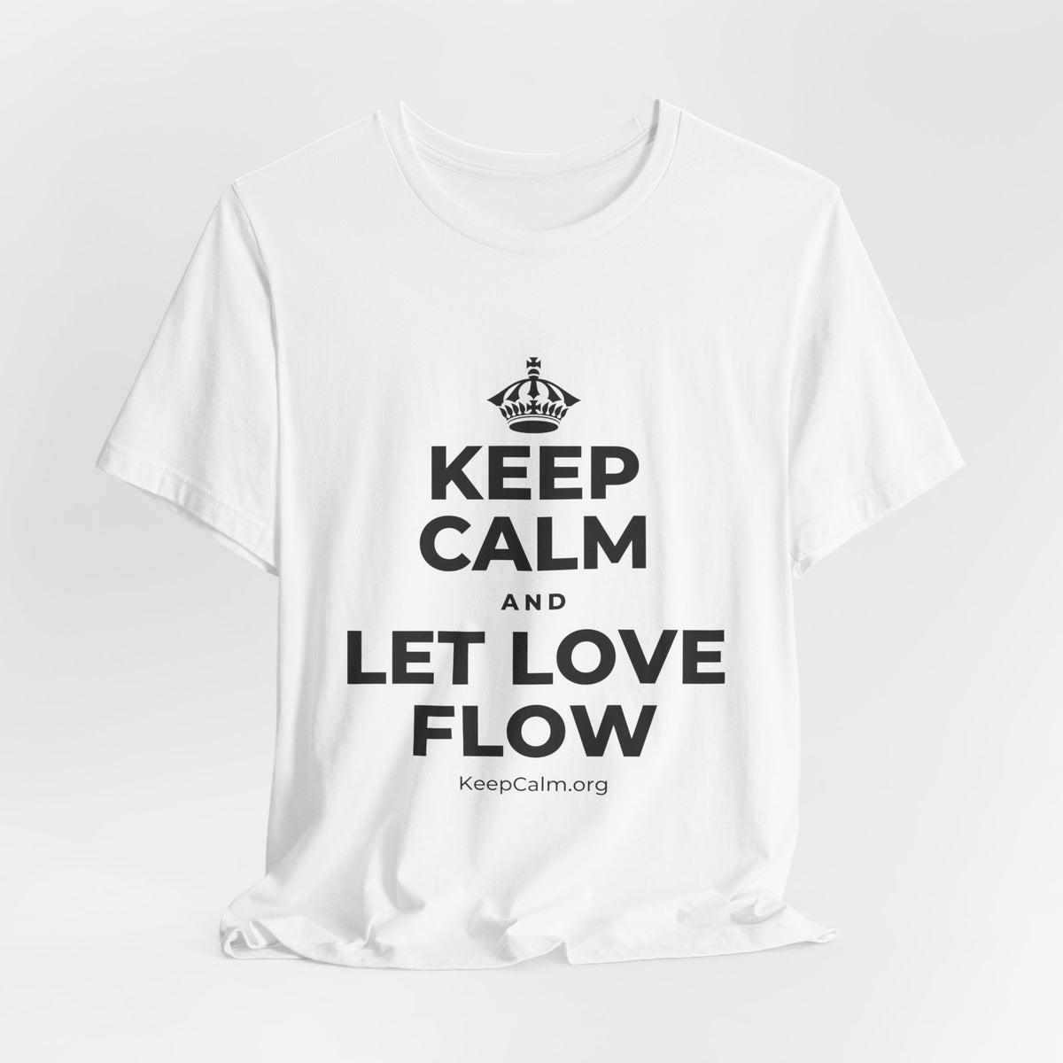 KEEP CALM AND LET LOVE FLOW T-Shirt (White–Asphalt)