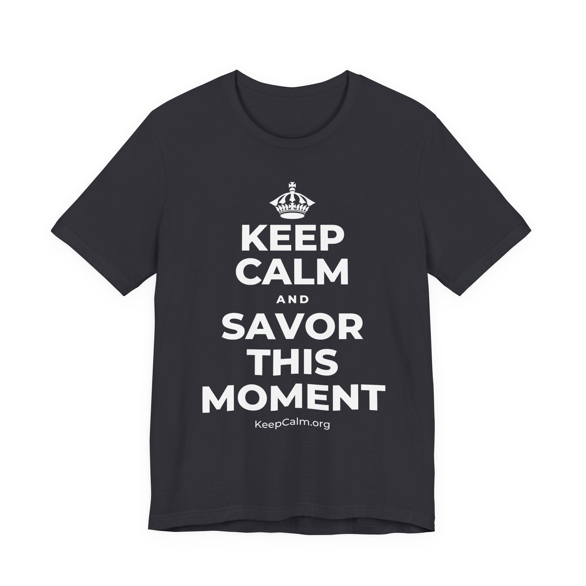 KEEP CALM AND SAVOR THIS MOMENT T-Shirt (Baby Blue–Silver)