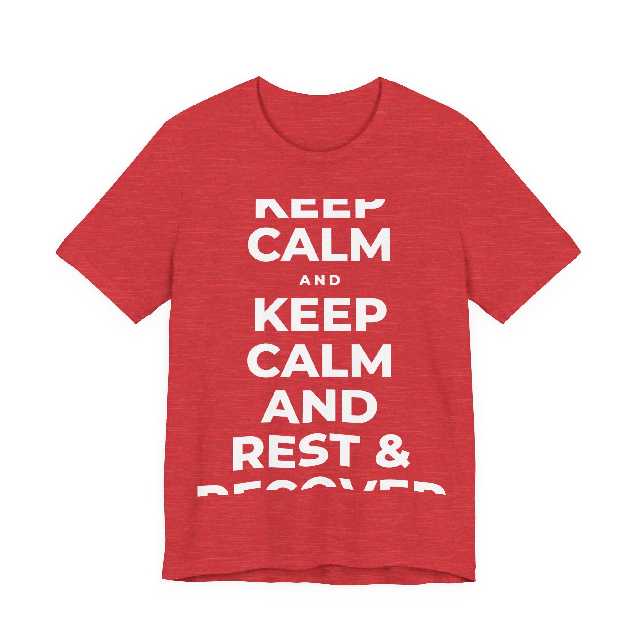 KEEP CALM AND REST & RECOVER T-Shirt (Baby Blue–Silver)