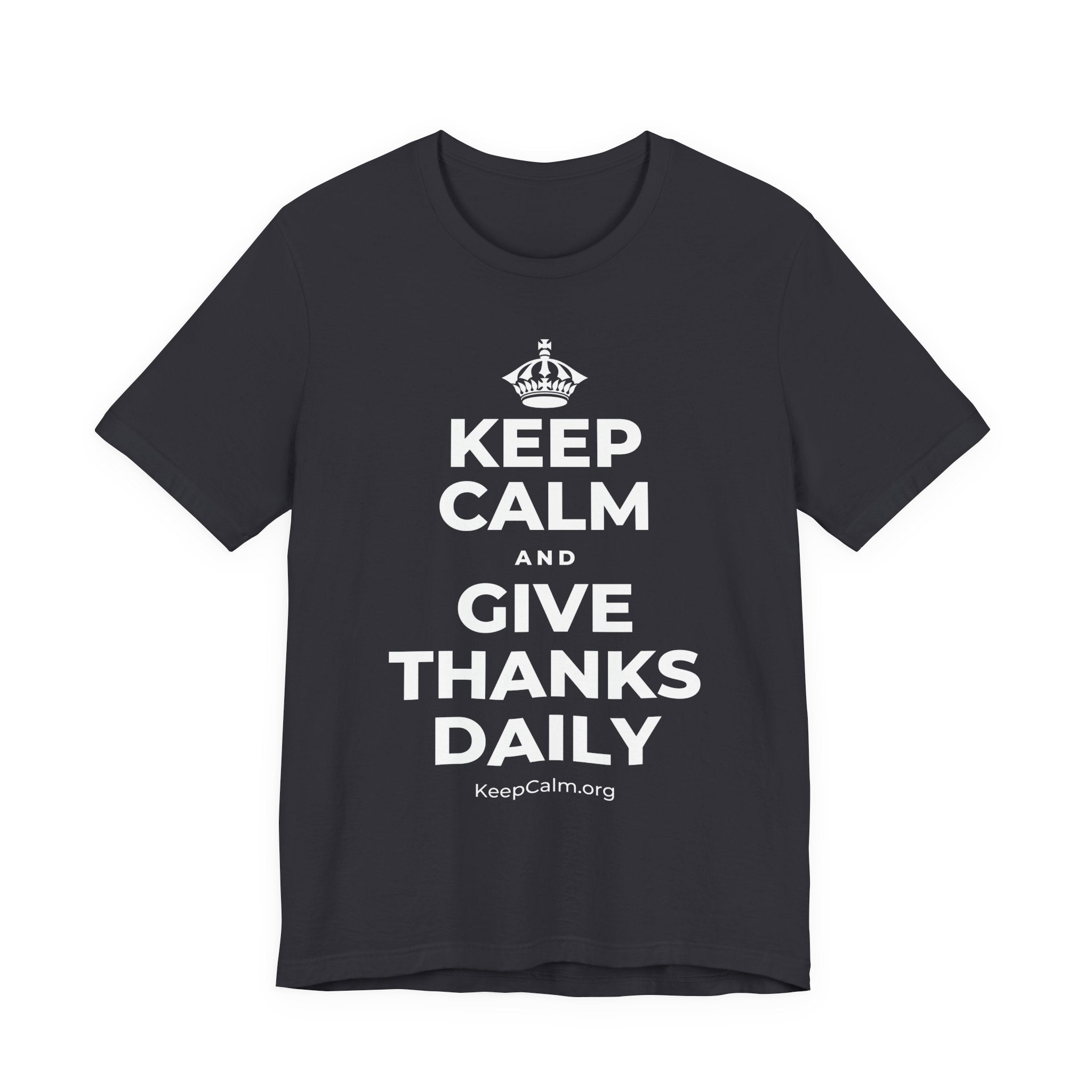 KEEP CALM AND GIVE THANKS DAILY T-Shirt (Baby Blue–Silver)