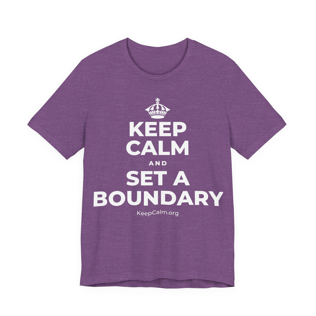 KEEP CALM AND SET A BOUNDARY T-Shirt (Baby Blue–Silver)