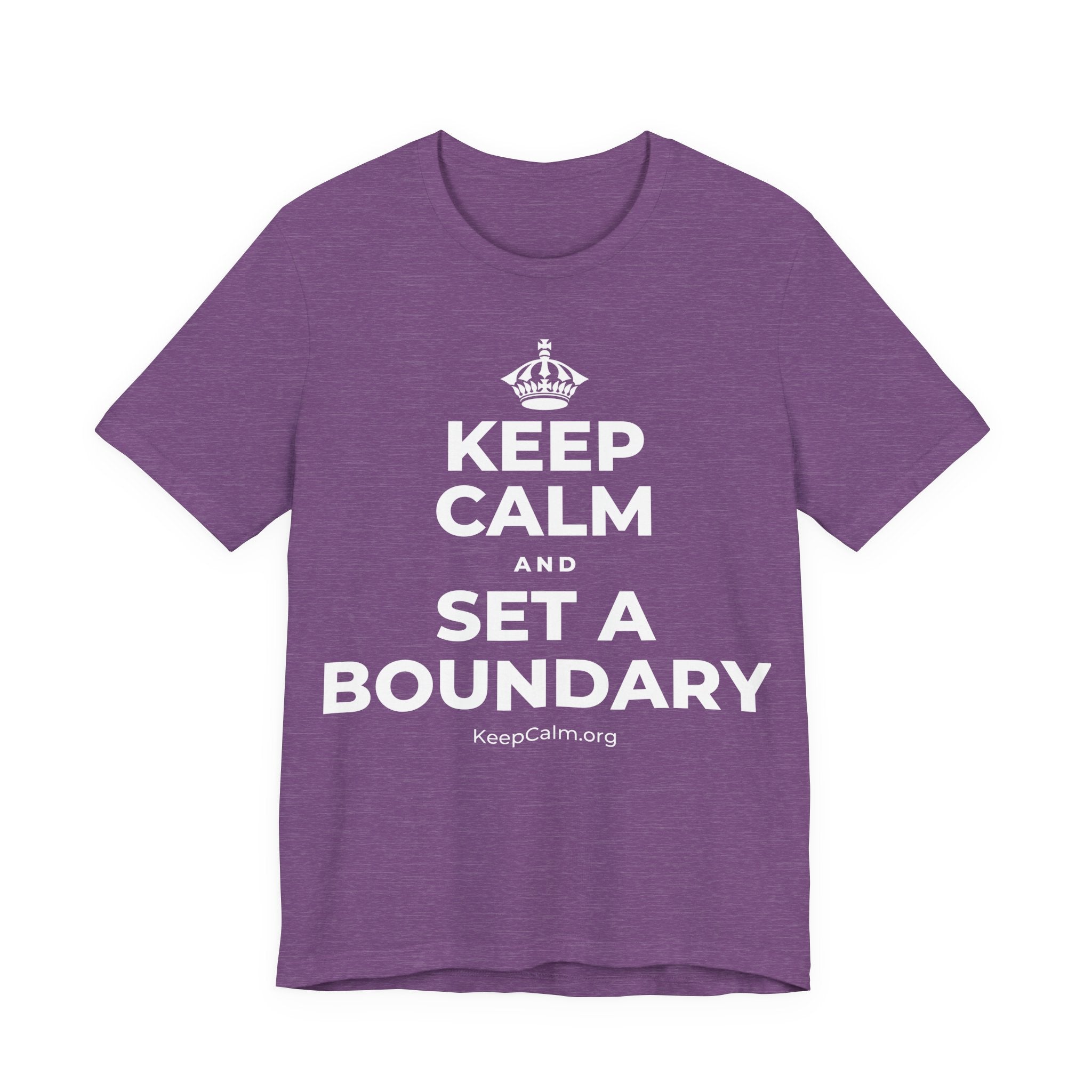 KEEP CALM AND SET A BOUNDARY T-Shirt (Baby Blue–Silver)