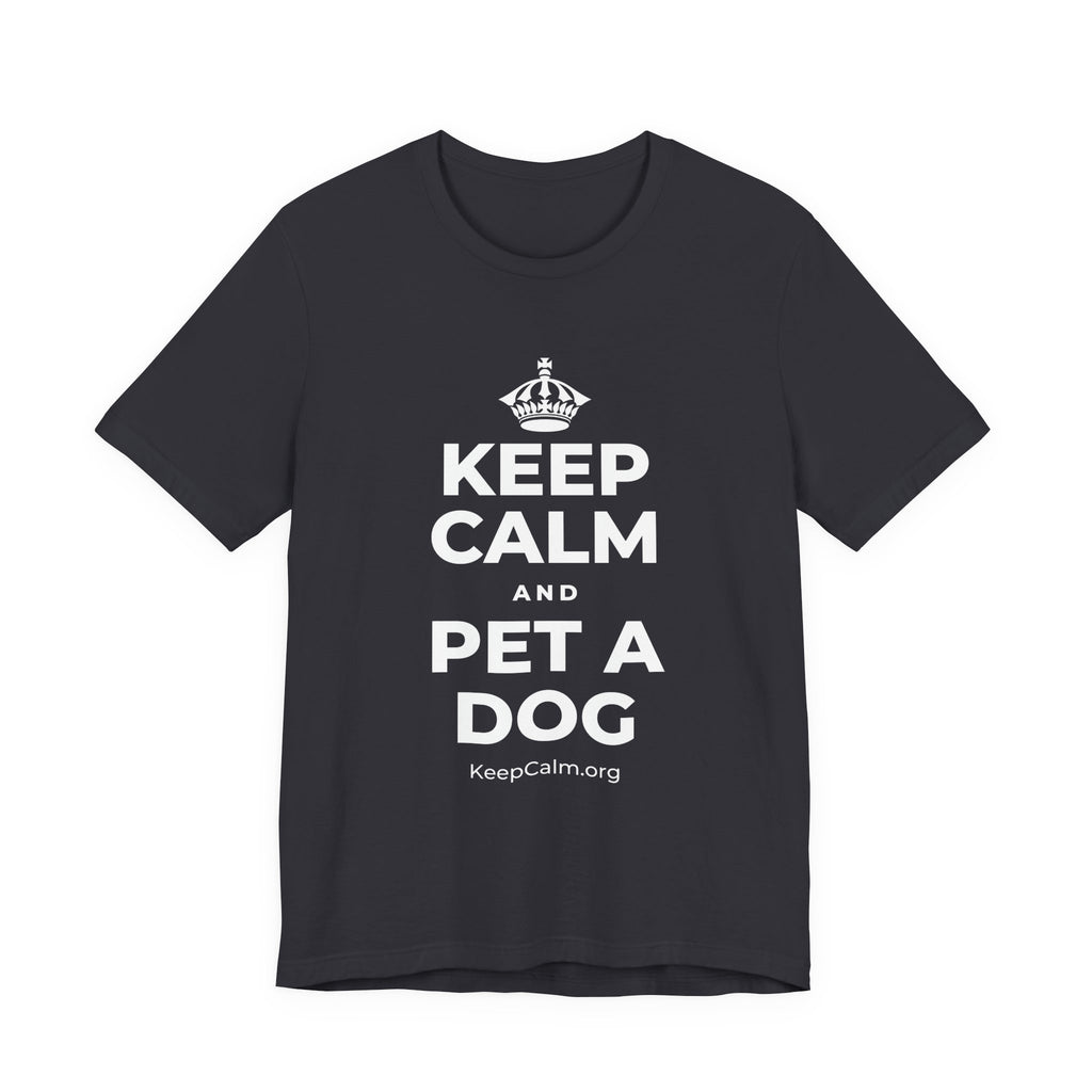 KEEP CALM AND PET A DOG T-Shirt (Baby Blue–Silver)