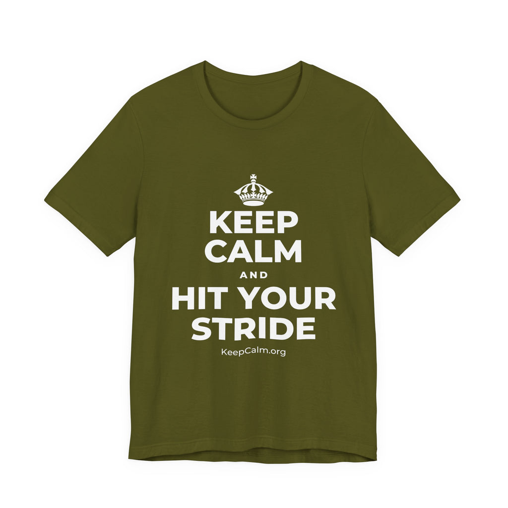 KEEP CALM AND HIT YOUR STRIDE T-Shirt (Baby Blue–Silver)
