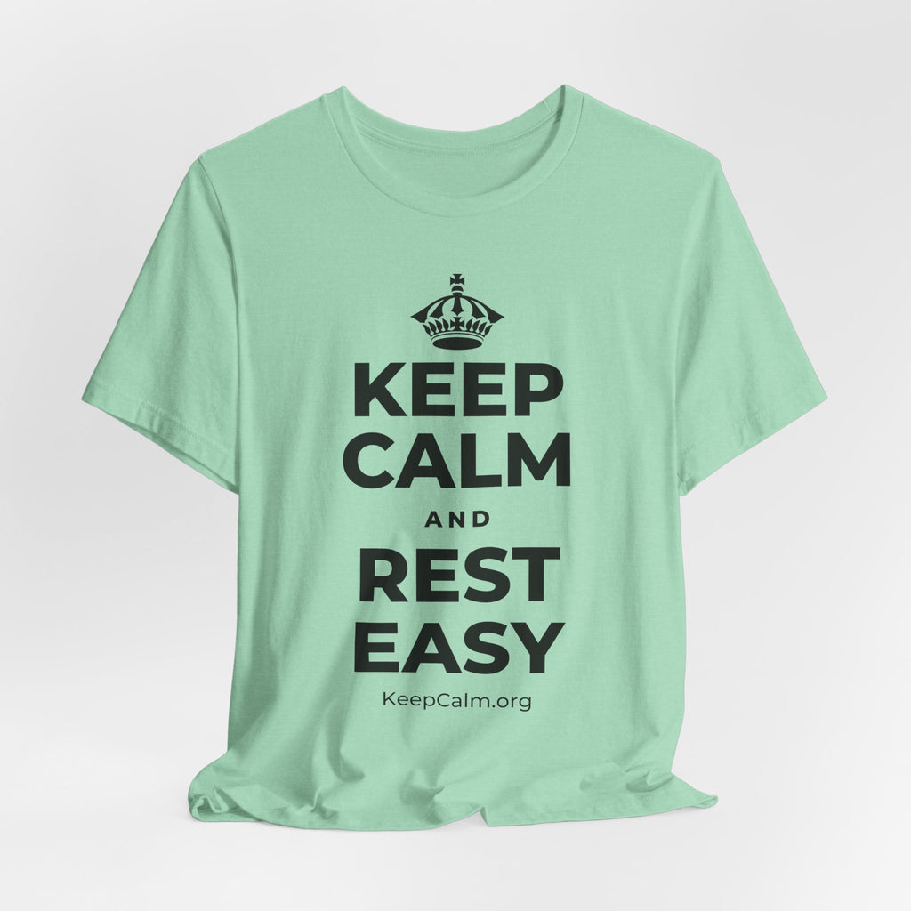 KEEP CALM AND REST EASY T-Shirt (Baby Blue–Silver)