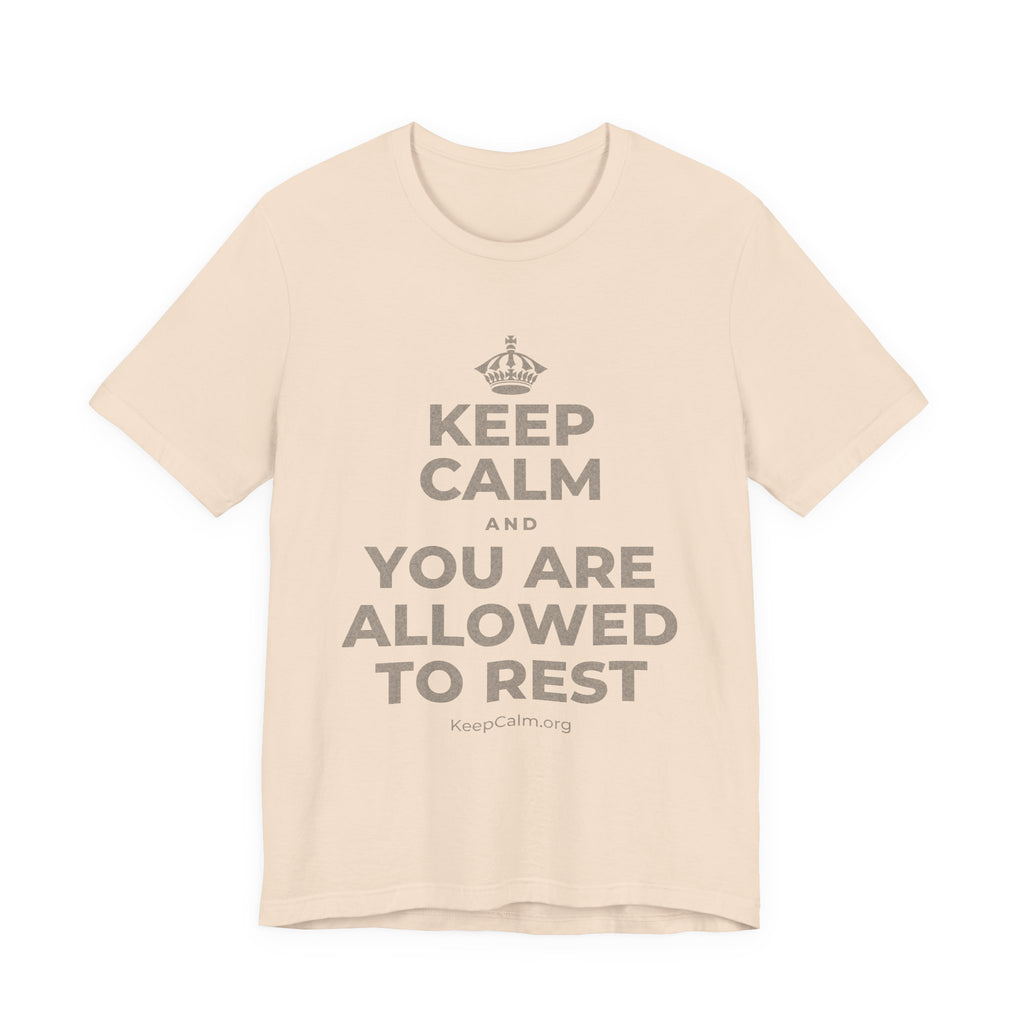 KEEP CALM AND YOU ARE ALLOWED TO REST T-Shirt (Soft Cream–Heather Mauve)