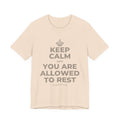 KEEP CALM AND YOU ARE ALLOWED TO REST T-Shirt (Soft Cream–Heather Mauve)