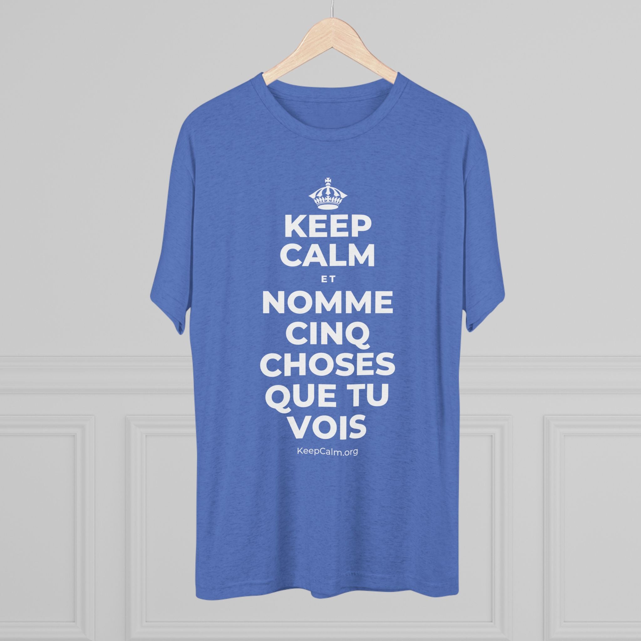 KEEP CALM ET NOMME CINQ CHOSES QUE TU VOIS Tri-Blend Tee