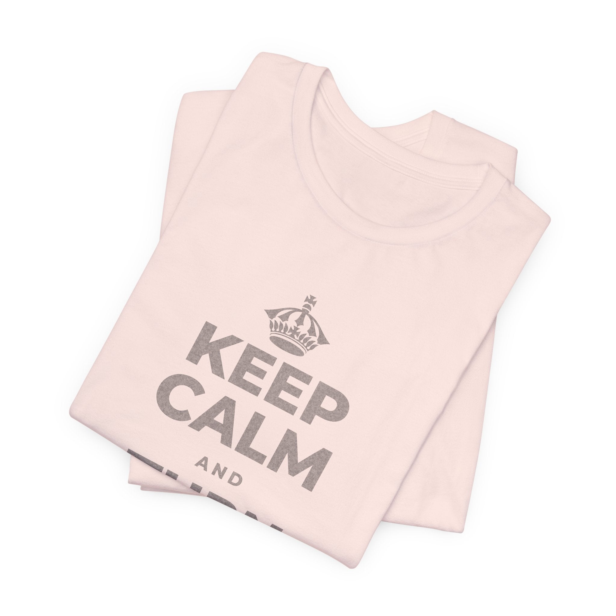 KEEP CALM AND TURN THE PAGE T-Shirt (Soft Cream–Heather Mauve)