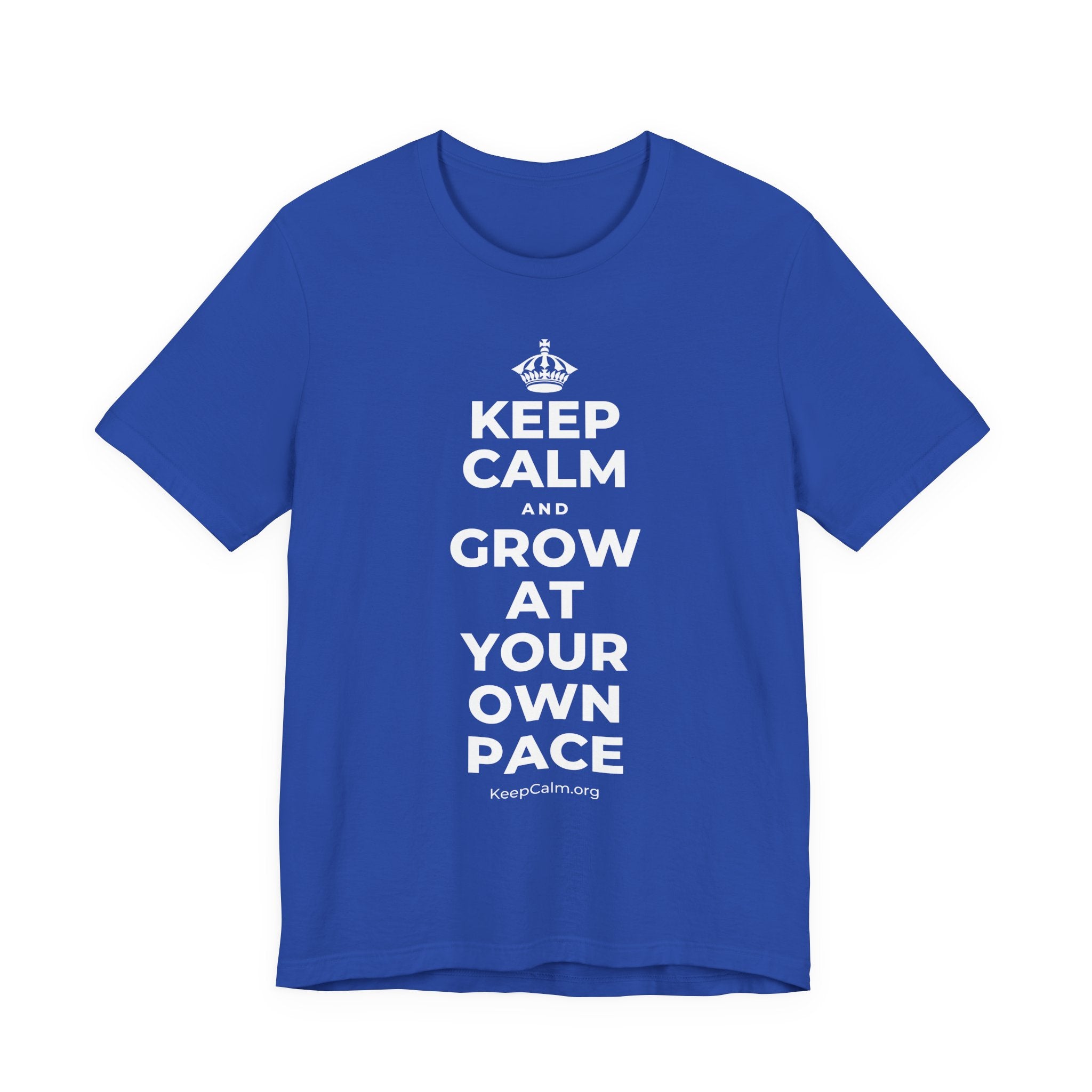 KEEP CALM AND GROW AT YOUR OWN PACE T-Shirt (Soft Cream–Heather Mauve)