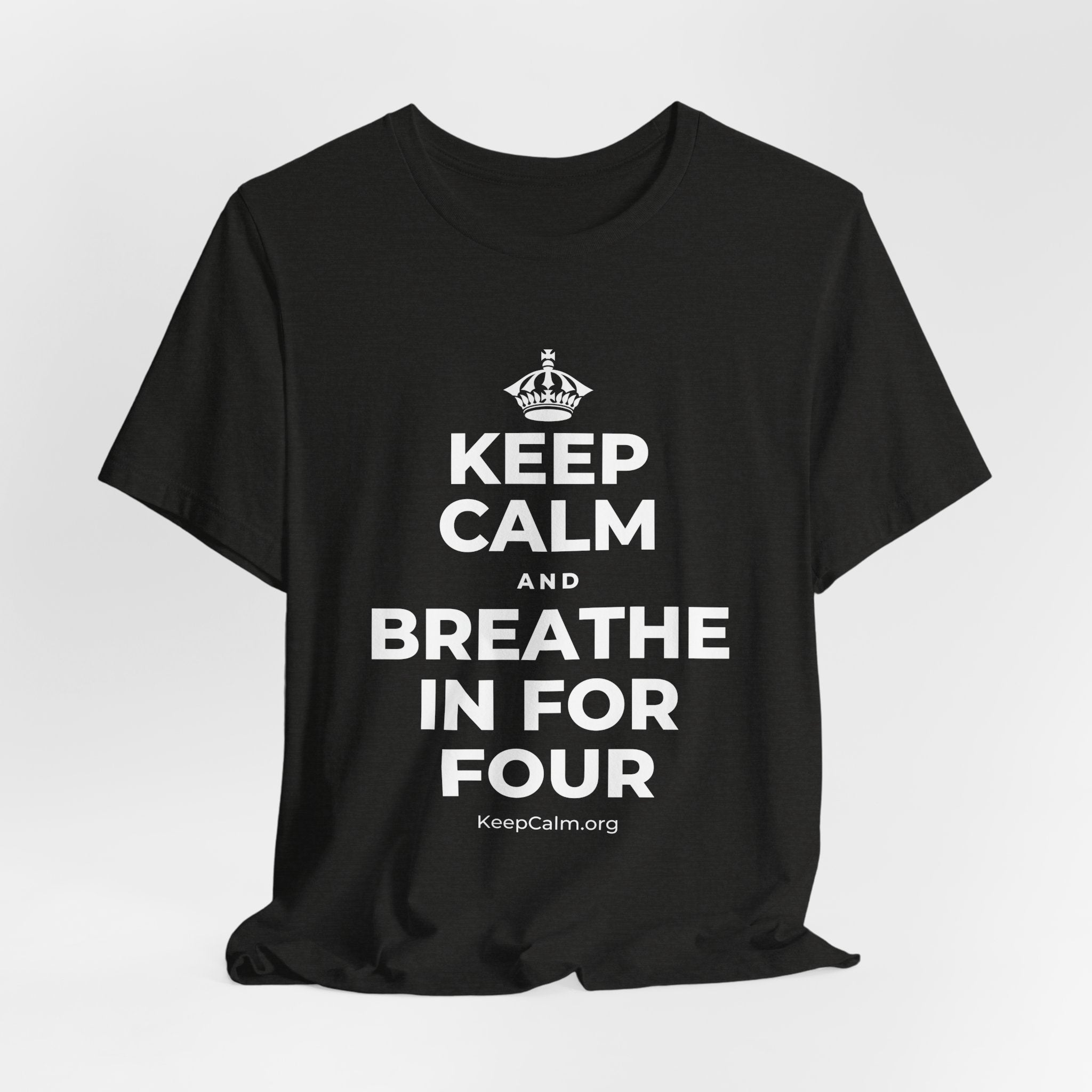 KEEP CALM AND BREATHE IN FOR FOUR T-Shirt (Soft Cream–Heather Mauve)
