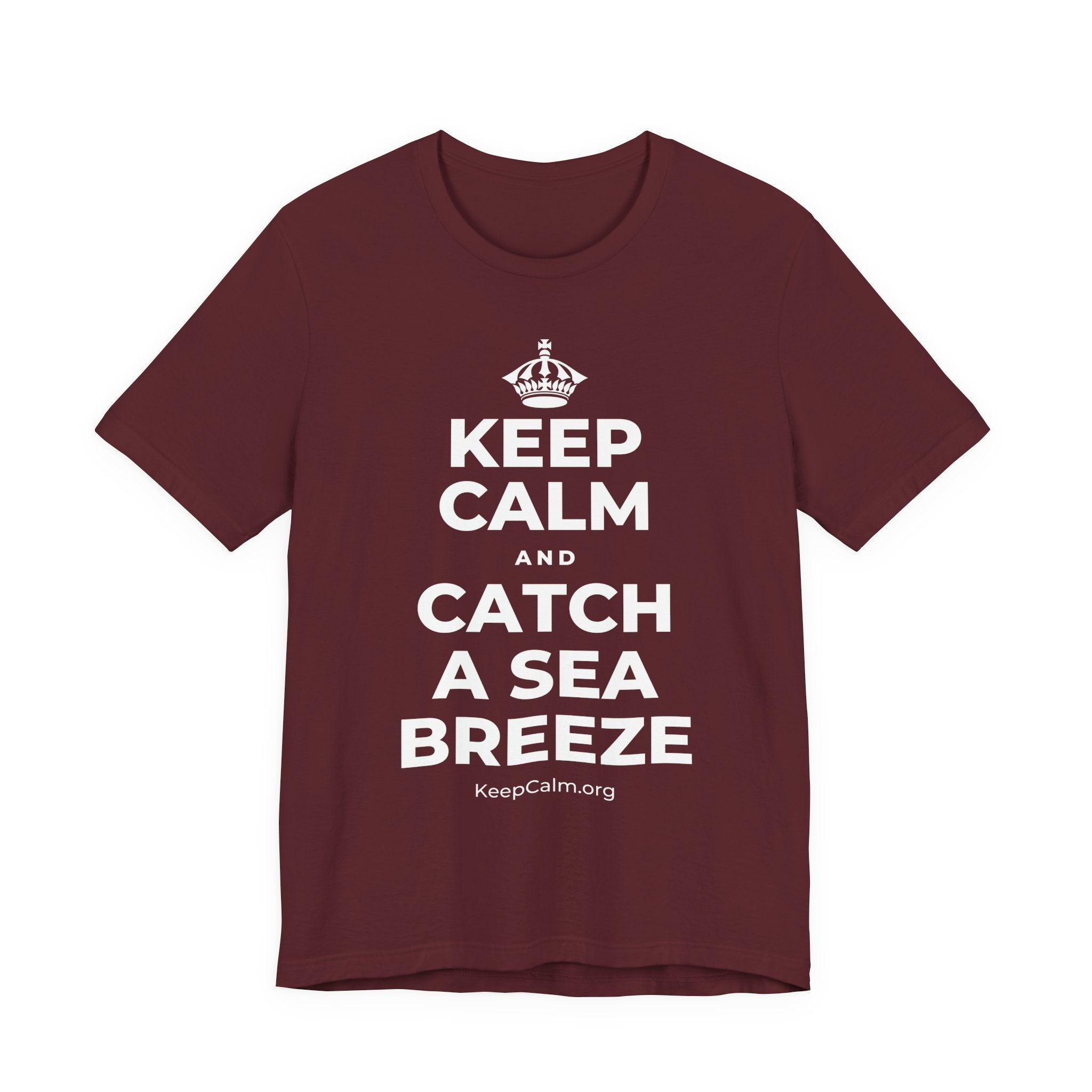KEEP CALM AND CATCH A SEA BREEZE T-Shirt (Baby Blue–Silver)