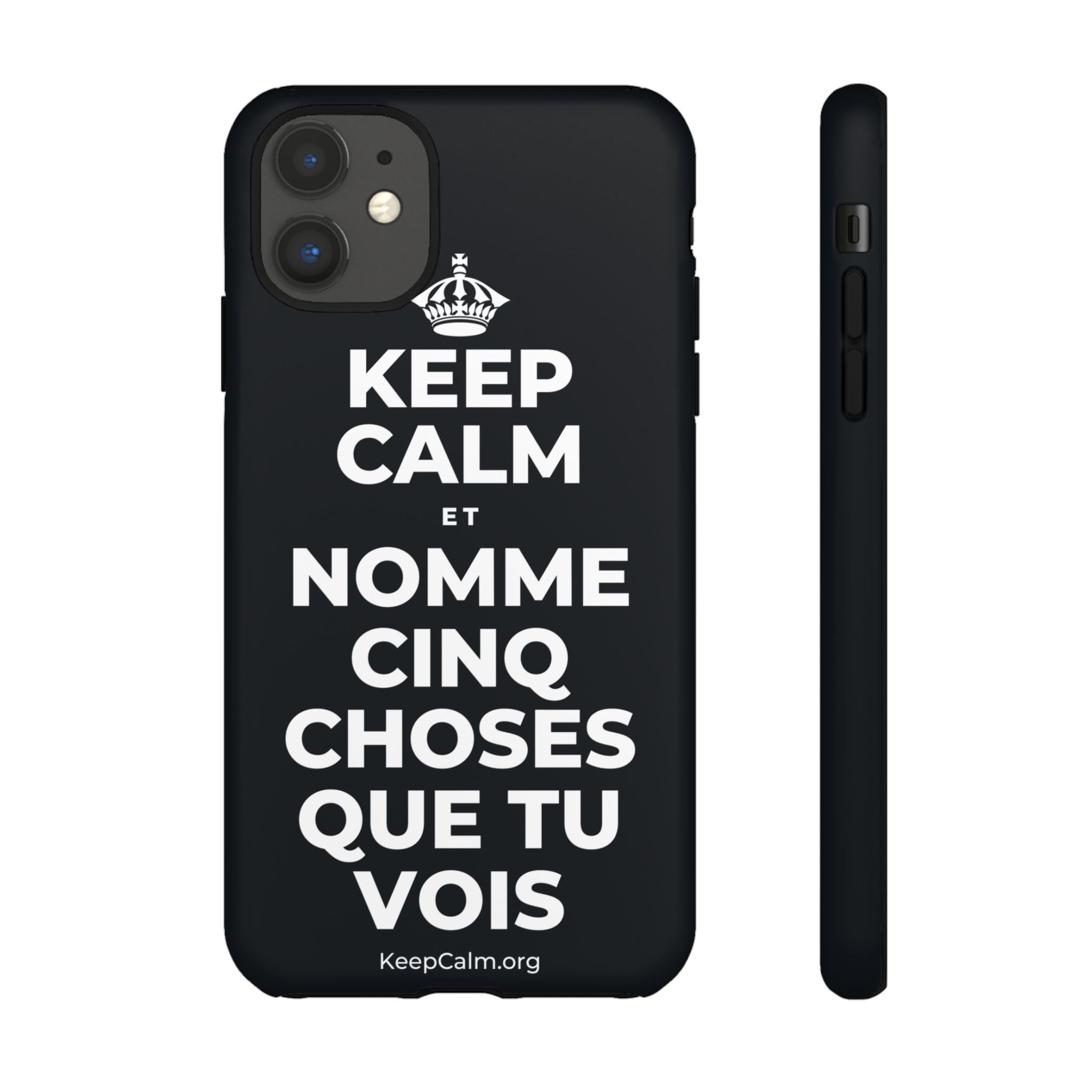 KEEP CALM ET NOMME CINQ CHOSES QUE TU VOIS Phone Case (Dark)