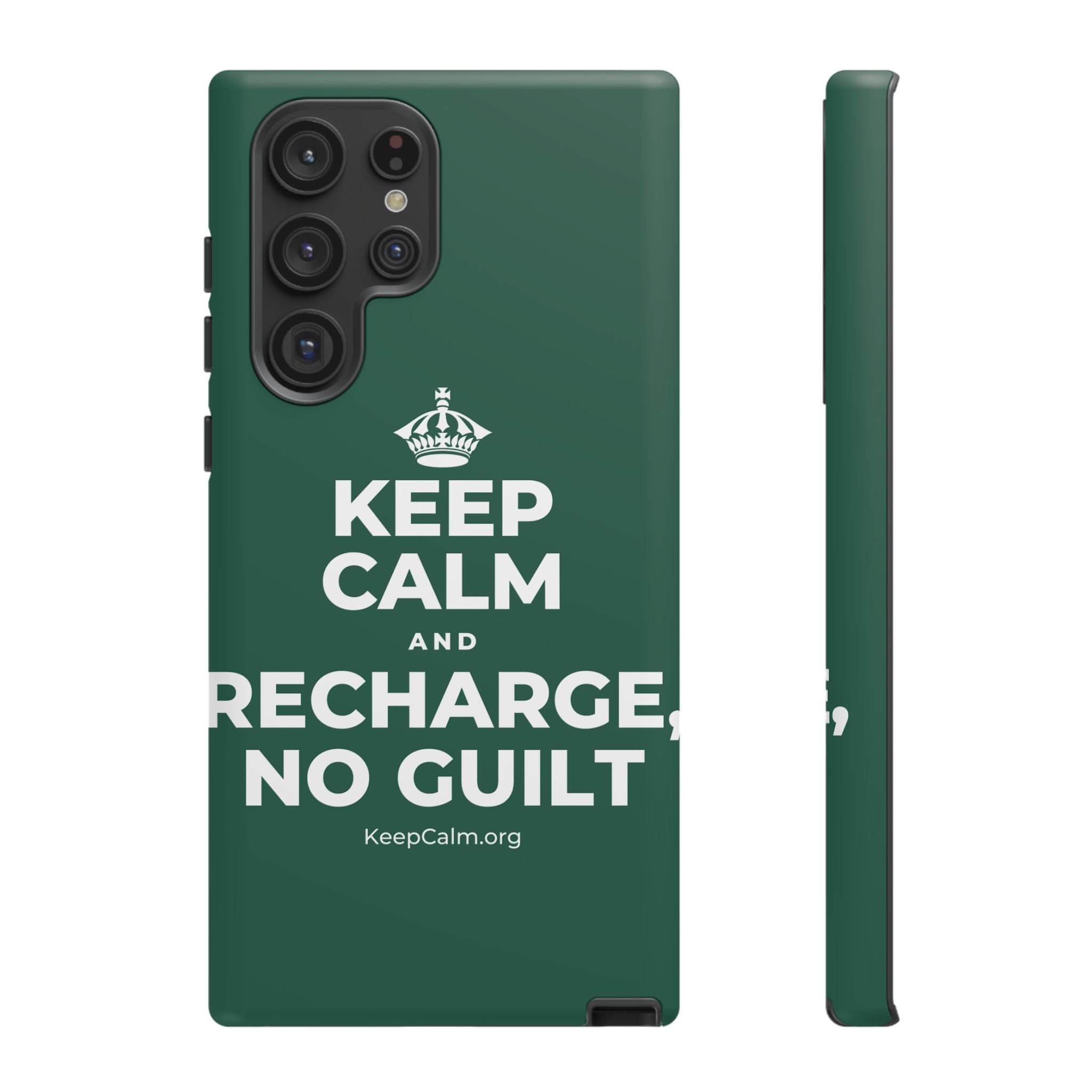 KEEP CALM AND RECHARGE, NO GUILT Phone Case