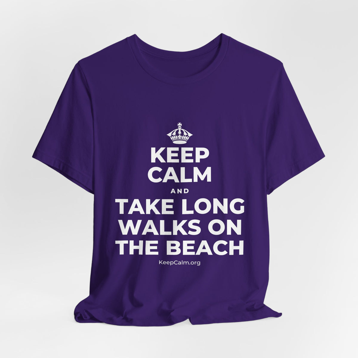 KEEP CALM AND TAKE LONG WALKS ON THE BEACH T-Shirt (Soft Cream–Heather Mauve)