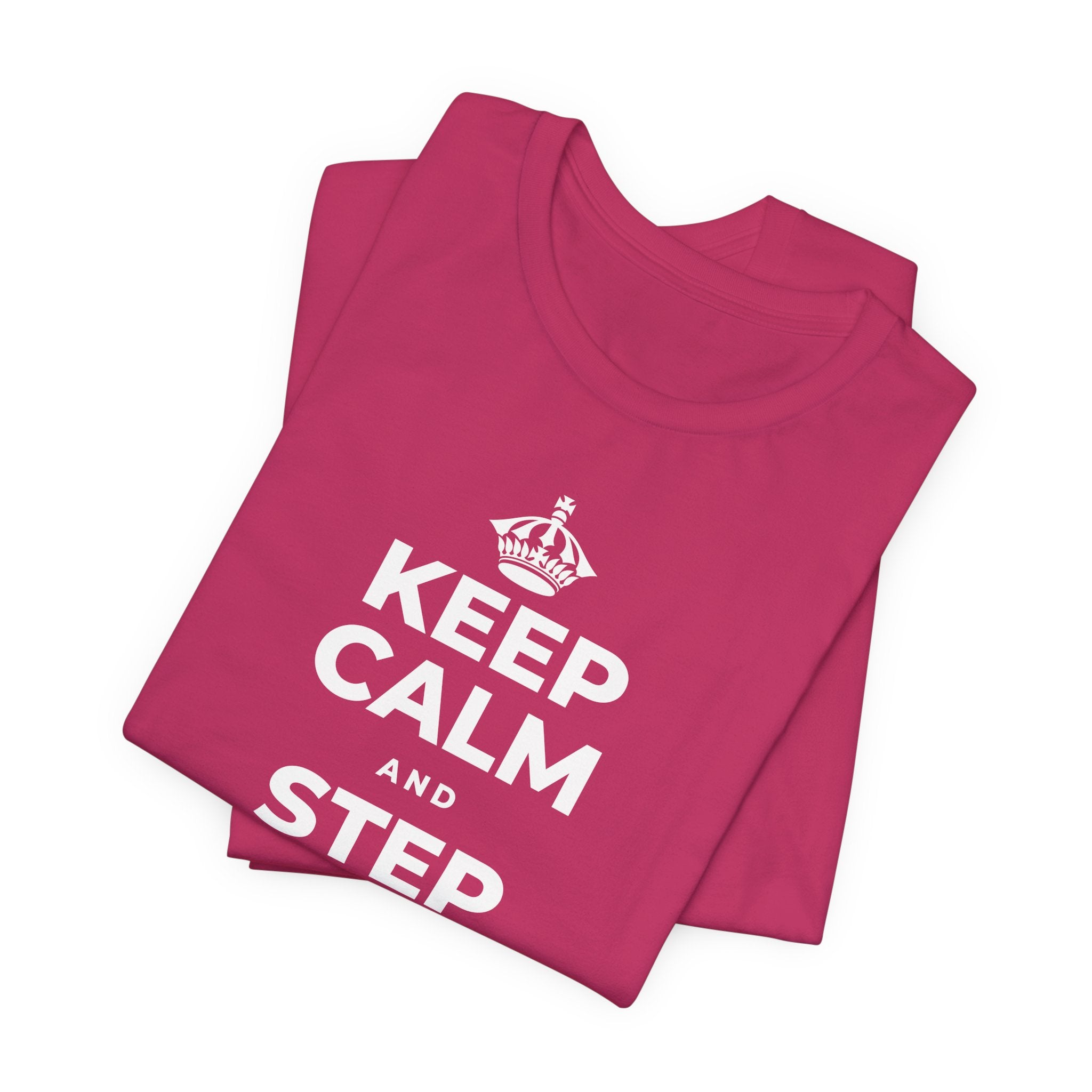 KEEP CALM AND STEP BACK A SEC T-Shirt (Baby Blue–Silver)