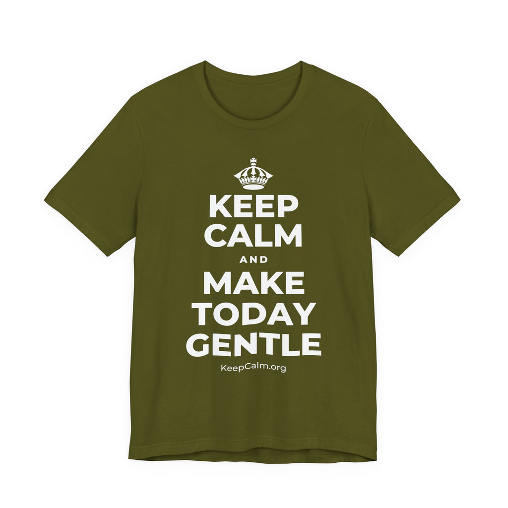 KEEP CALM AND MAKE TODAY GENTLE T-Shirt (Baby Blue–Silver)