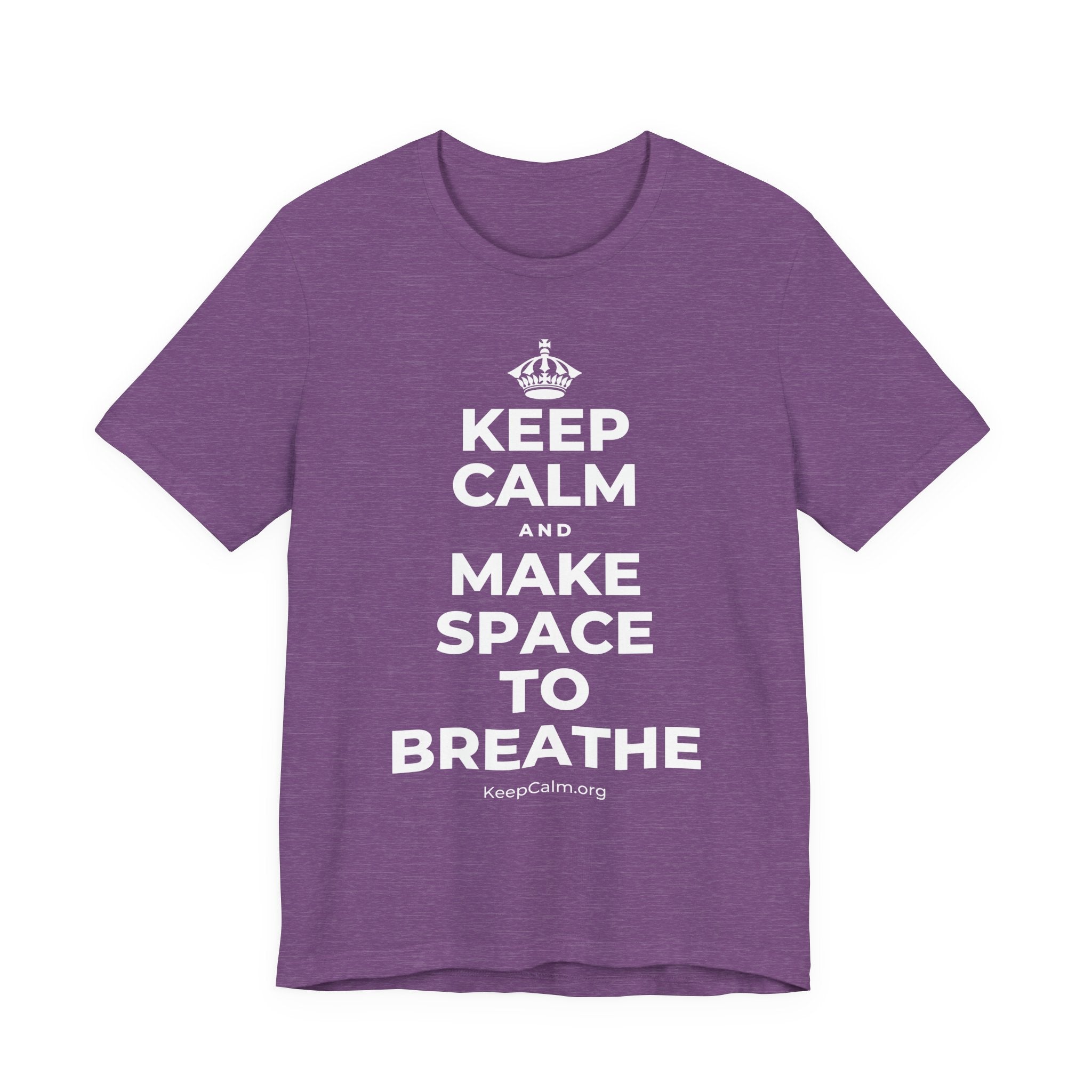 KEEP CALM AND MAKE SPACE TO BREATHE T-Shirt (Baby Blue–Silver)