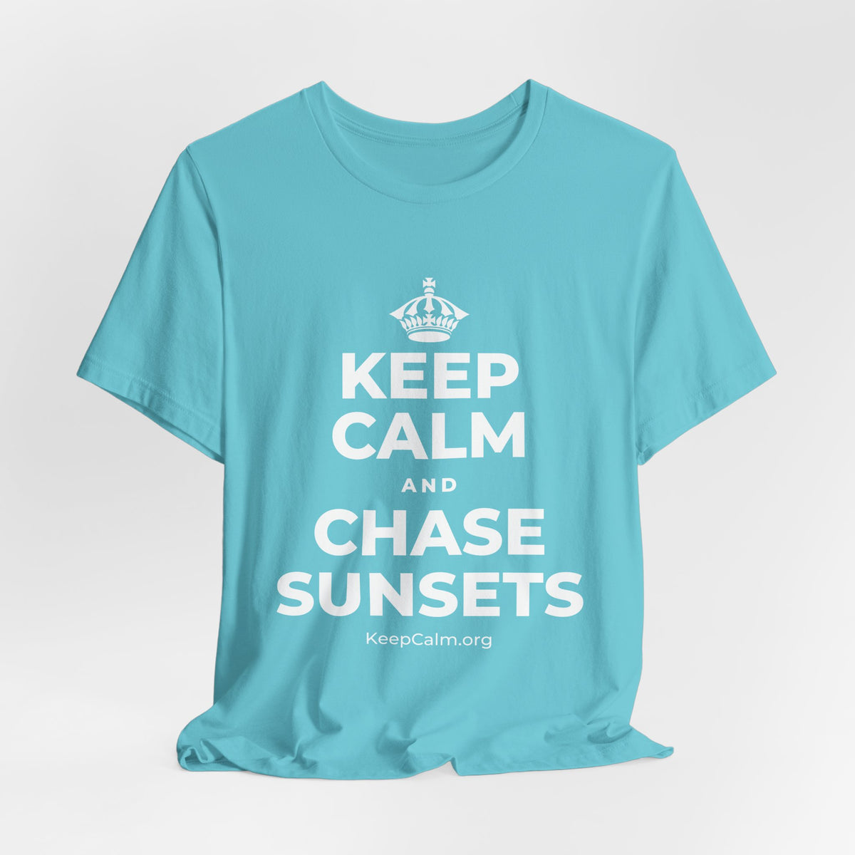 KEEP CALM AND CHASE SUNSETS T-Shirt (Soft Cream–Heather Mauve)