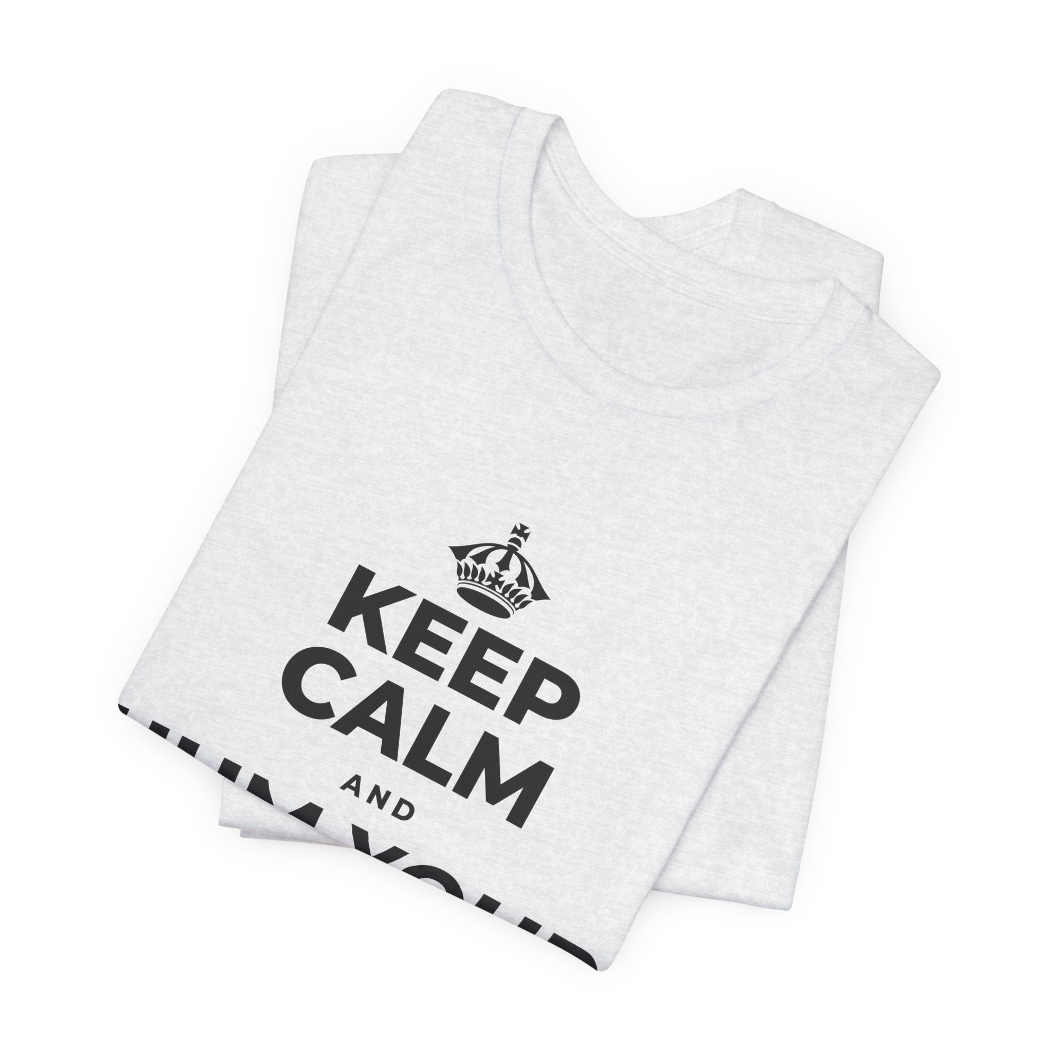 KEEP CALM AND HUM YOUR FAVORITE TUNE T-Shirt (Soft Cream–Heather Mauve)