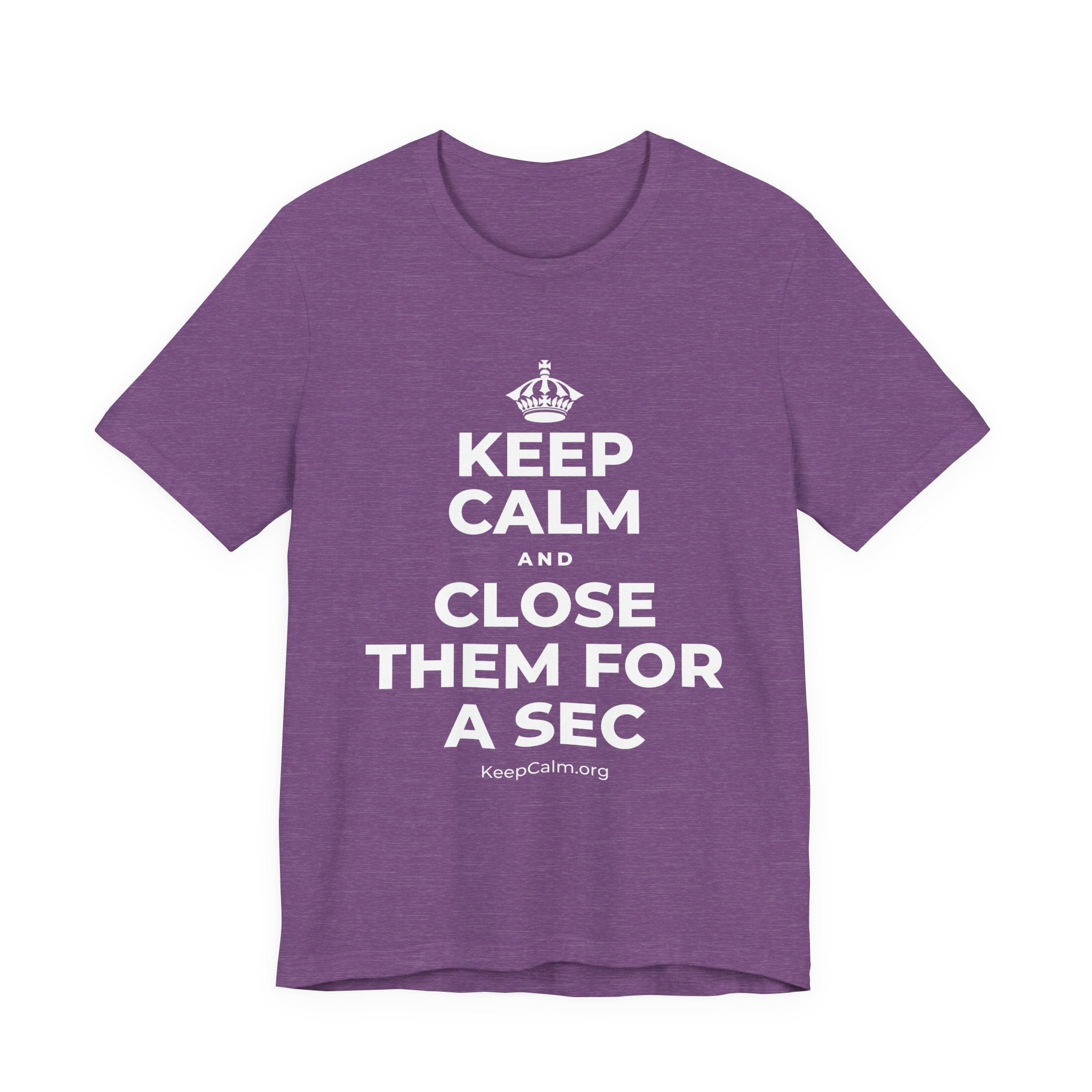 KEEP CALM AND CLOSE THEM FOR A SEC T-Shirt (Baby Blue–Silver)