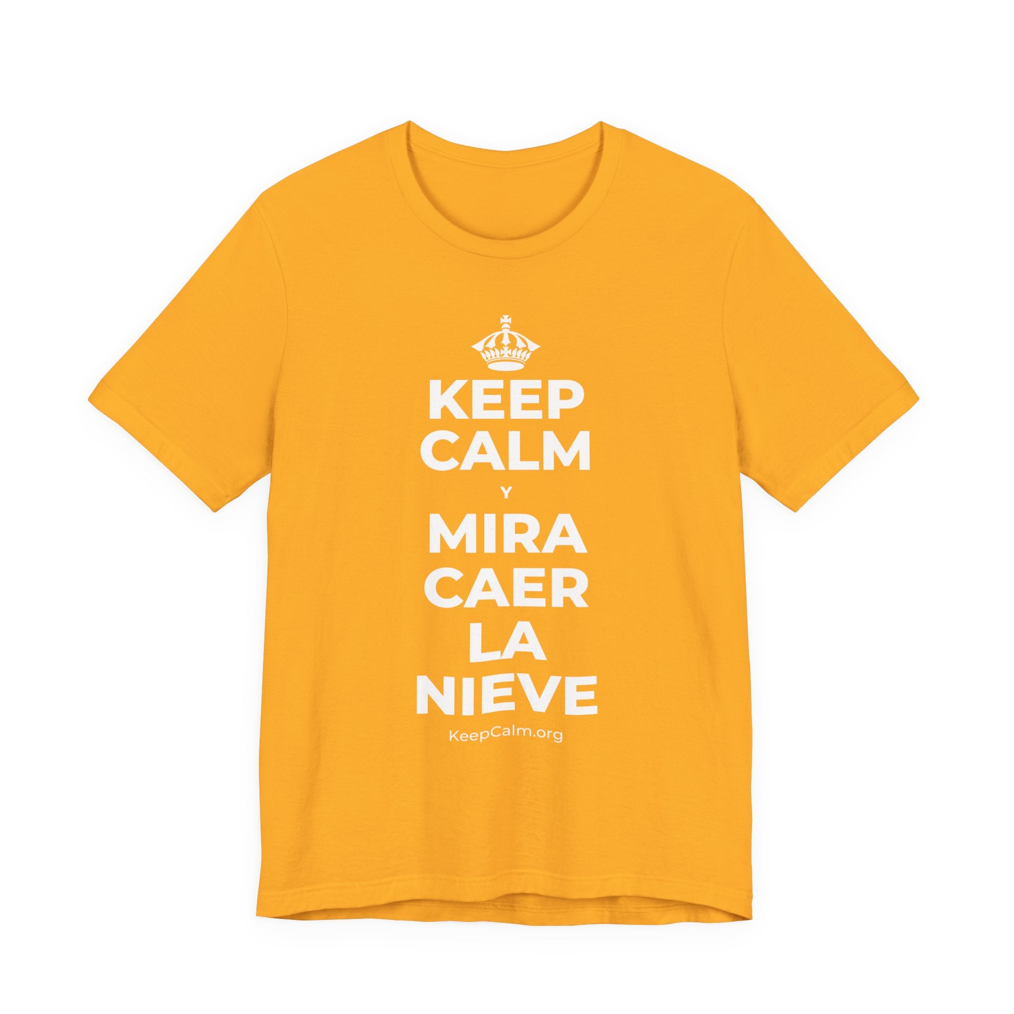 KEEP CALM Y MIRA CAER LA NIEVE T-Shirt (Baby Blue–Silver)