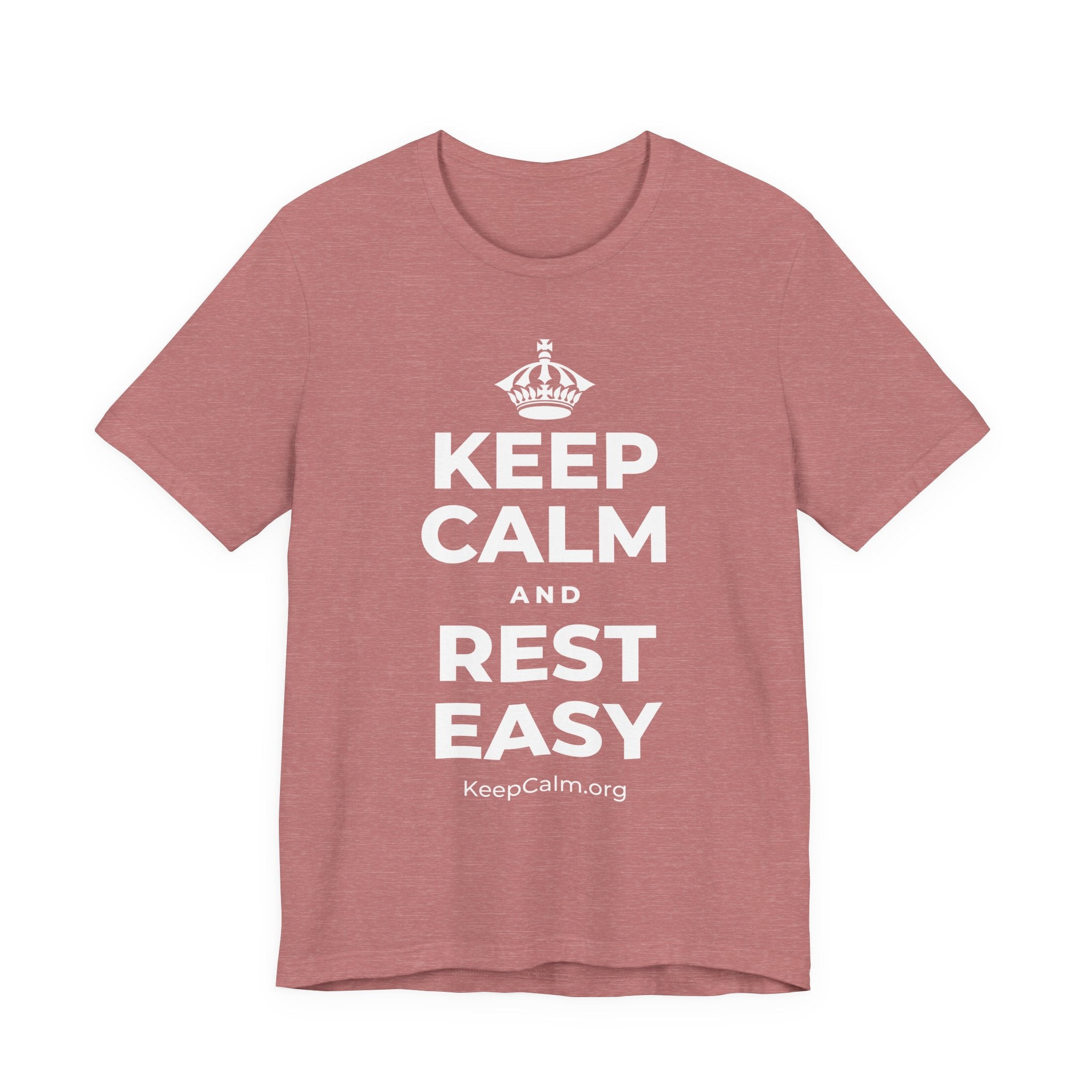 KEEP CALM AND REST EASY T-Shirt (Soft Cream–Heather Mauve)