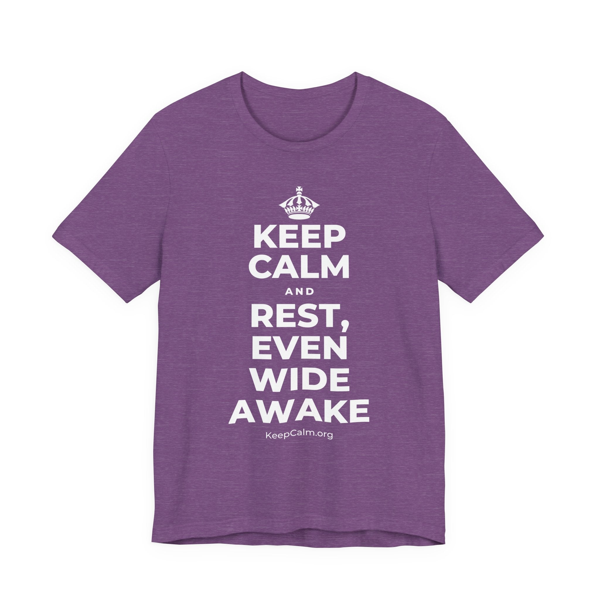 KEEP CALM AND REST, EVEN WIDE AWAKE T-Shirt (Baby Blue–Silver)