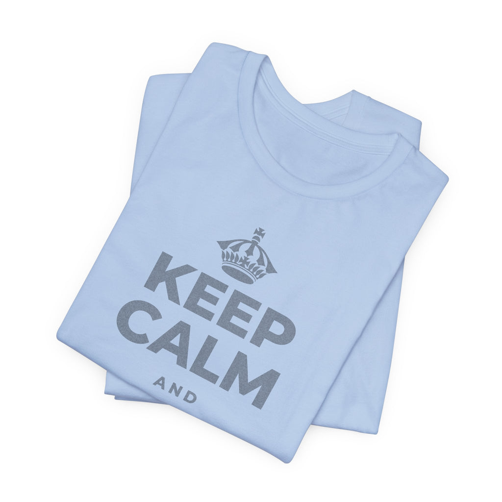 KEEP CALM AND 지금을 음미해요 T-Shirt (Baby Blue–Silver)