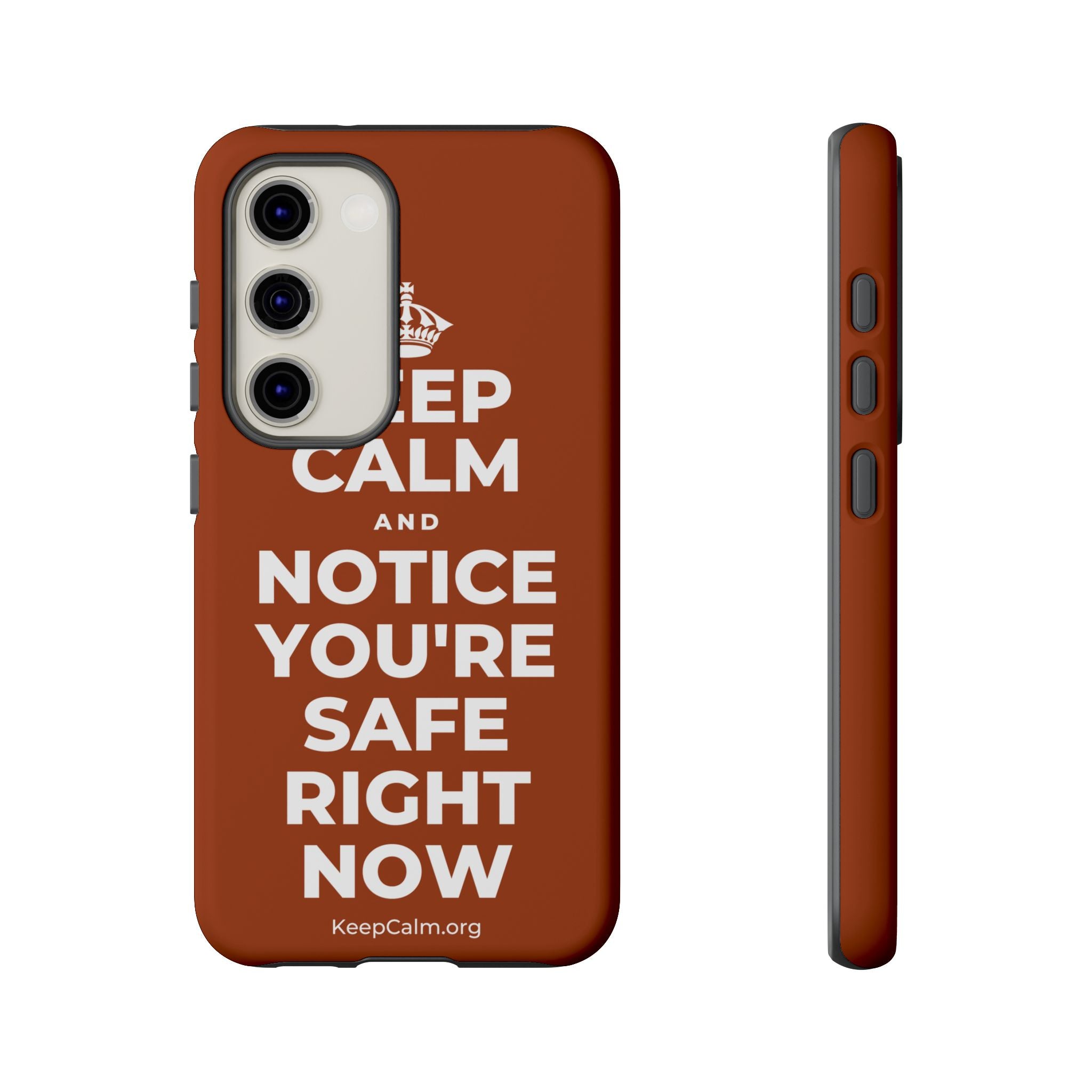 KEEP CALM AND NOTICE YOU'RE SAFE RIGHT NOW Phone Case