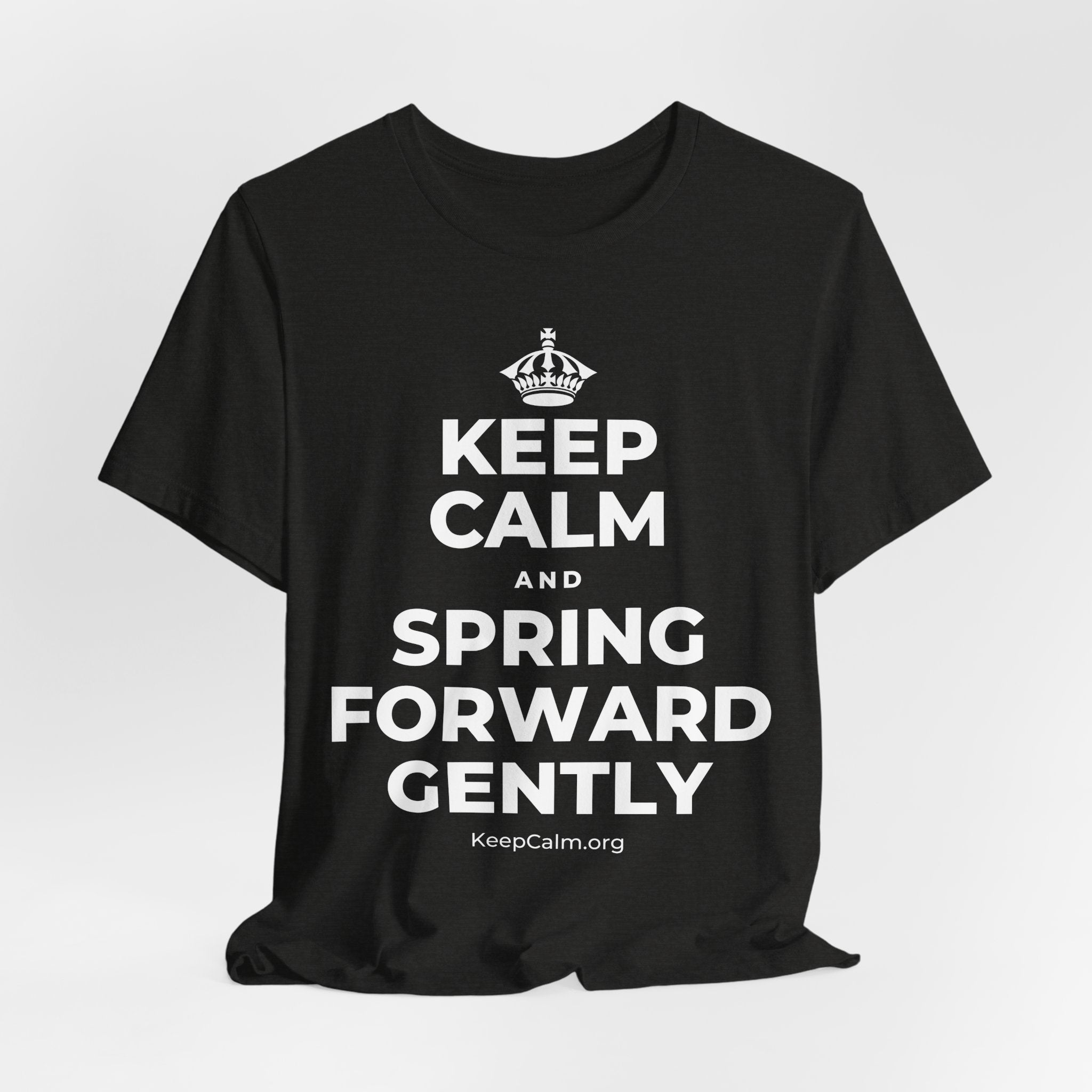 KEEP CALM AND SPRING FORWARD GENTLY T-Shirt (Soft Cream–Heather Mauve)