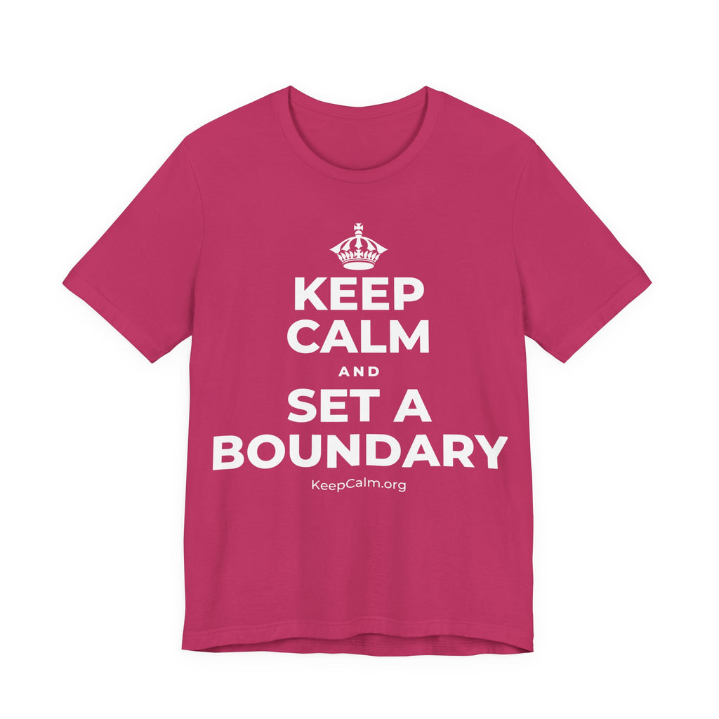 KEEP CALM AND SET A BOUNDARY T-Shirt (Baby Blue–Silver)