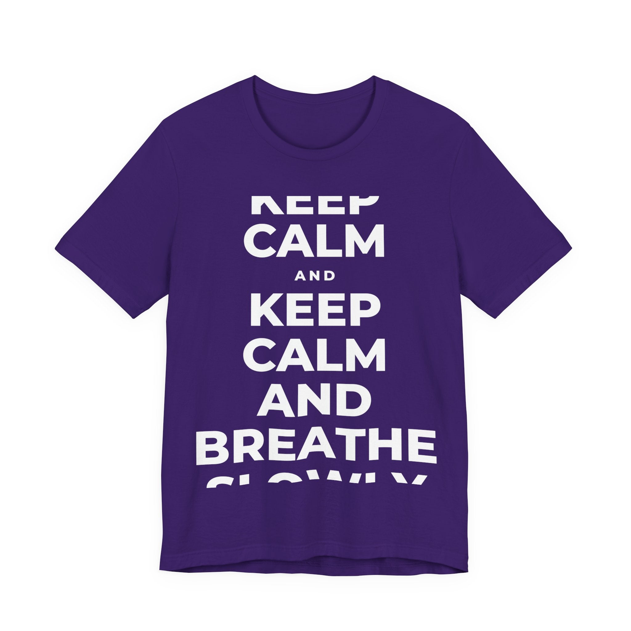 KEEP CALM AND BREATHE SLOWLY T-Shirt (Soft Cream–Heather Mauve)